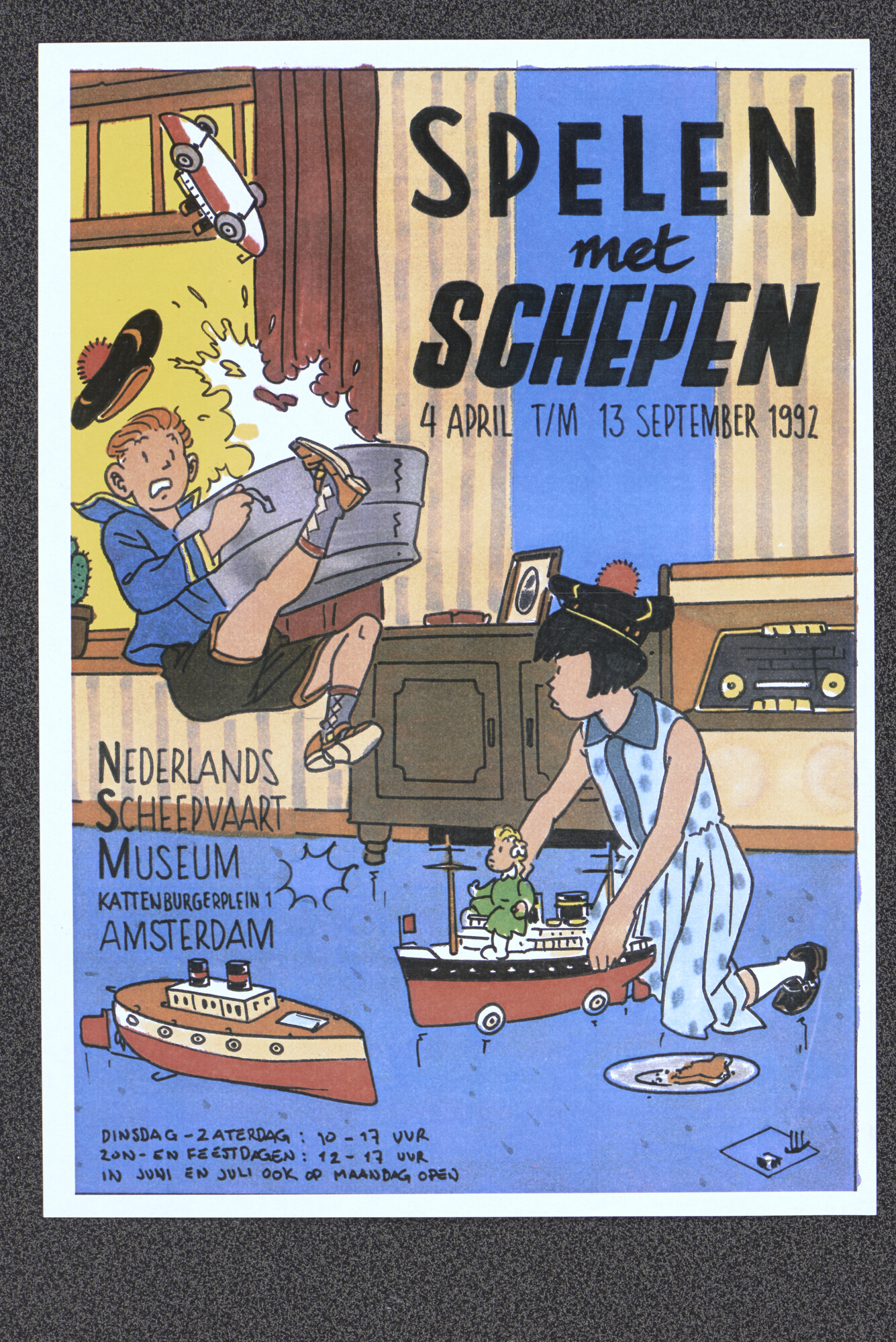 2015.4746; Ontwerptekening voor een affiche voor de tentoonstelling "Spelen met schepen"; ontwerptekening