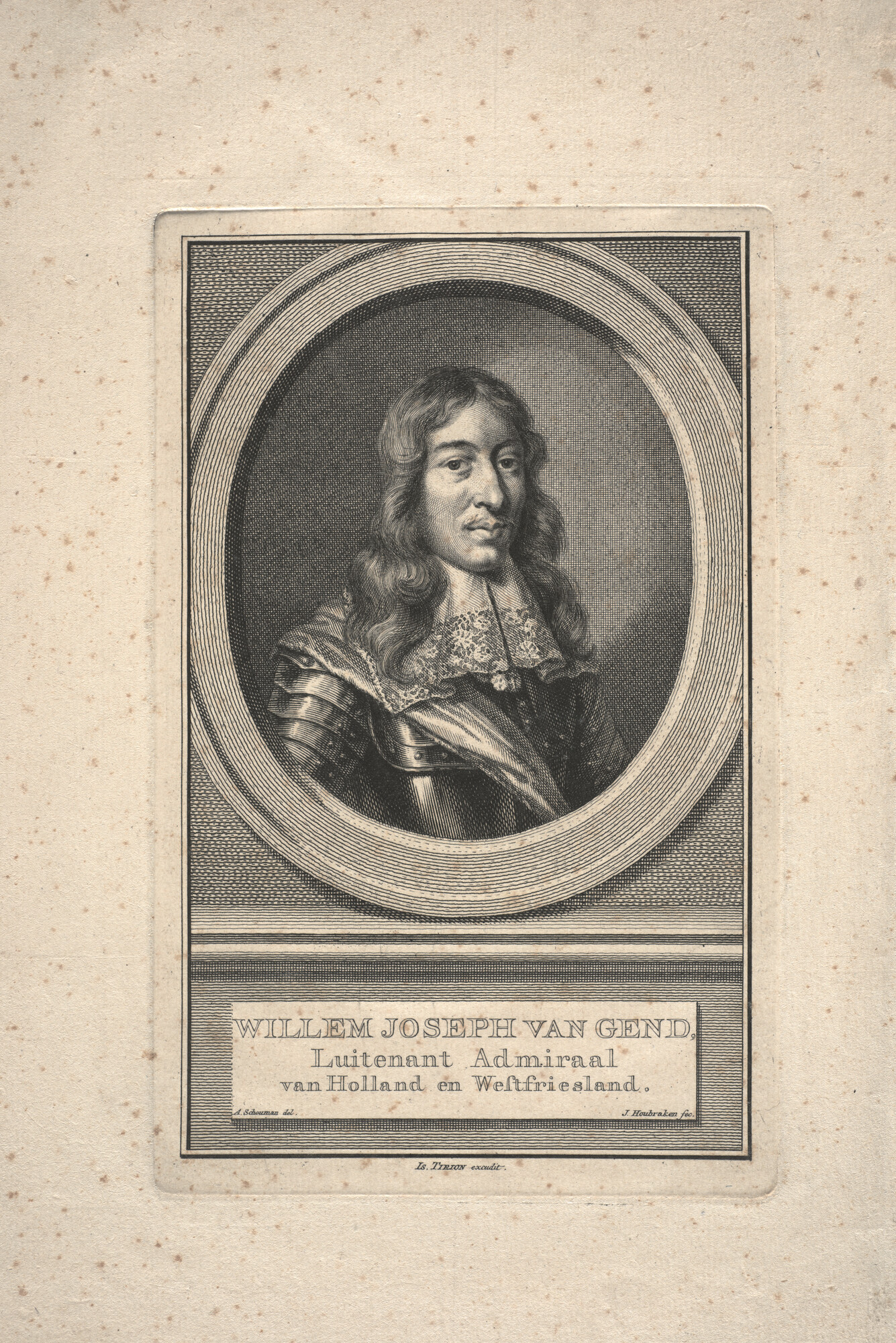 A.1361(19)1 c; Portret van Willem Joseph van Gend, Luitenant-Admiraal van Holland en Westfriesland; prent