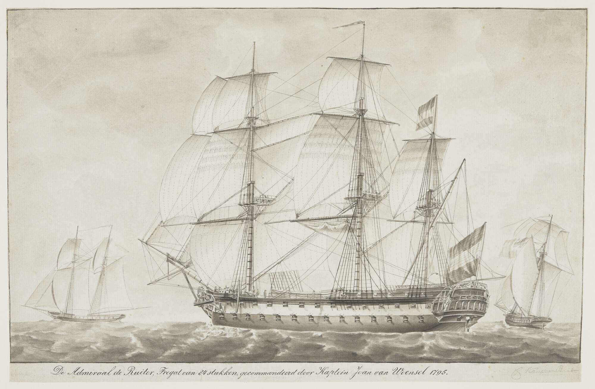 A.0449(05); Het linieschip "Admiraal De Ruiter"; tekening
