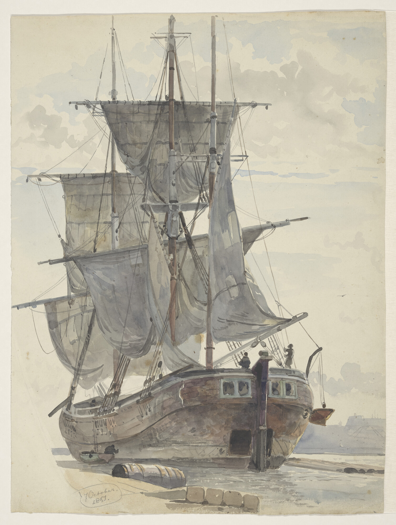 A.0863(12)1; Een driemastgaljoot; tekening