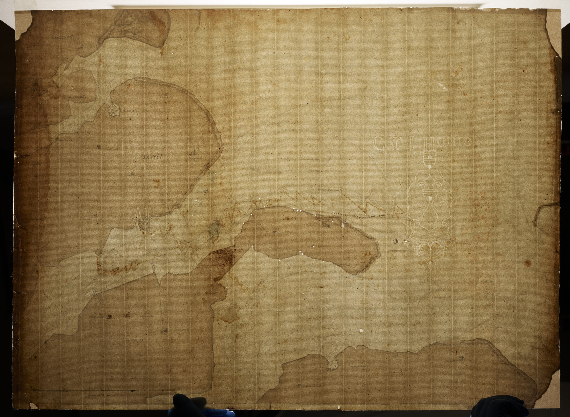 2023.0005; Zeekaart in handschrift van zeegaten van de Grevelingen, het Haringvliet en monding van de Maas; kaart