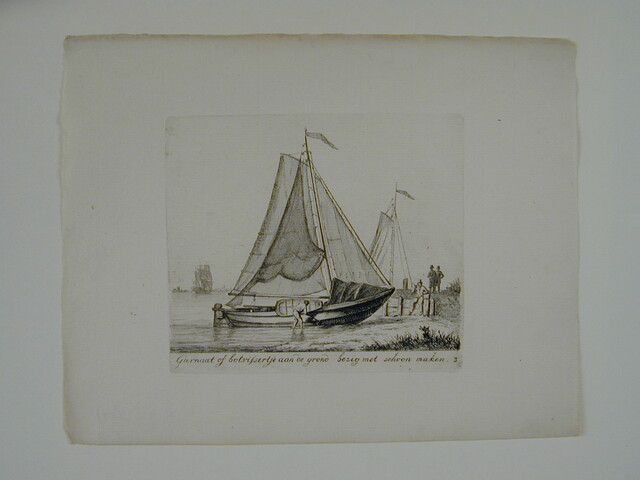 A.0072(03); Prent van een botschuitje op het strand; prent
