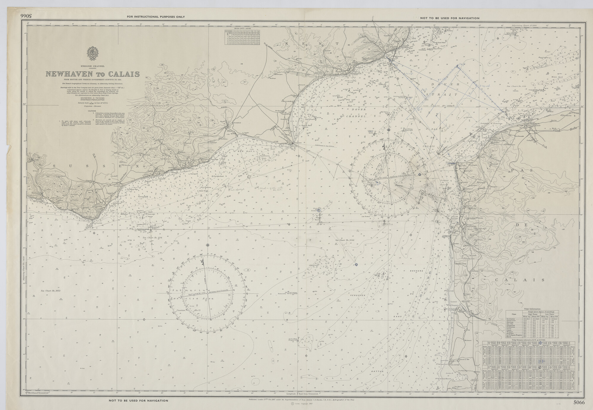 2016.2785; Zeekaart van het Engelse Kanaal van Newhaven tot Calais; kaart