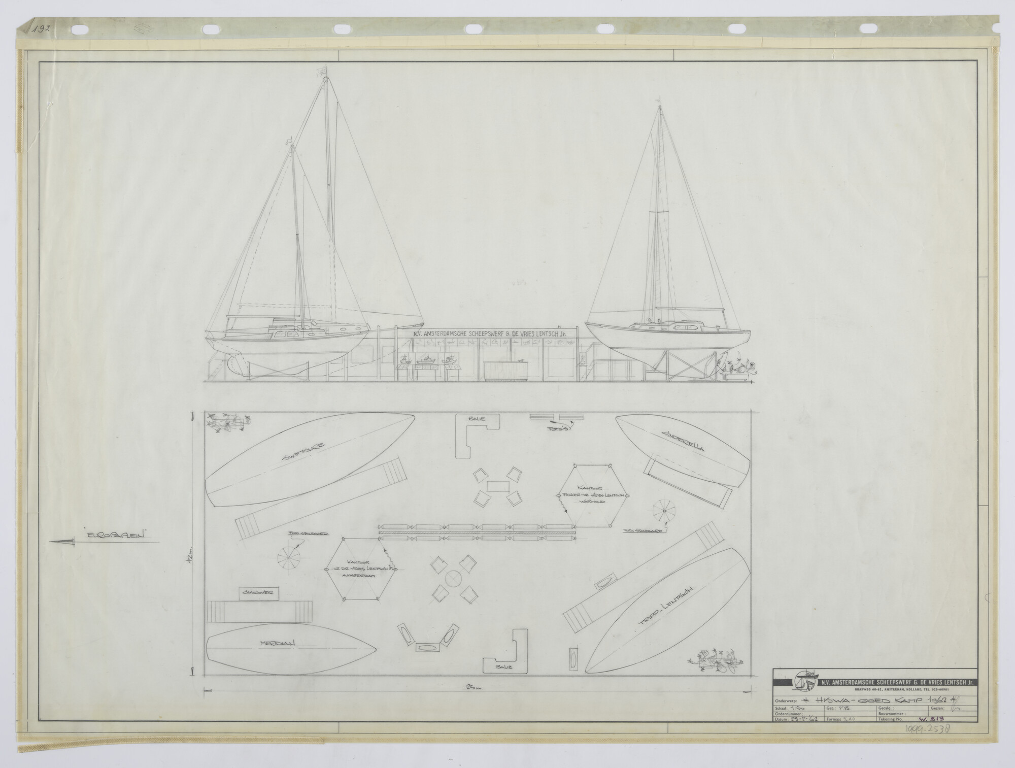 1999.2538; Plattegrond inrichting stand HISWA 1962; technische tekening