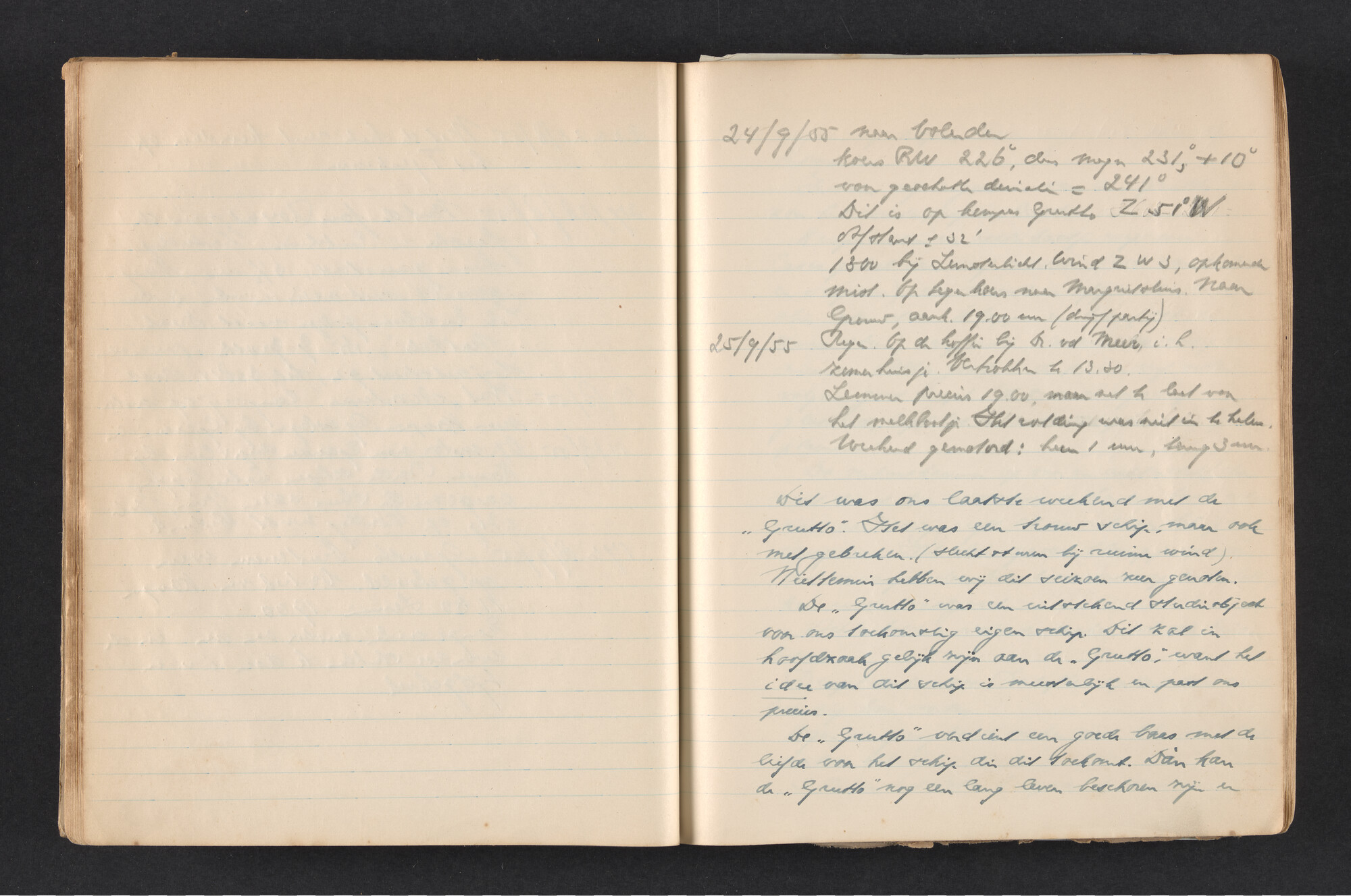 2017.0792; Logboek c.q. fotoalbum van reizen met zeeschouw Grutto in Nederland, 1955-1957; logboek