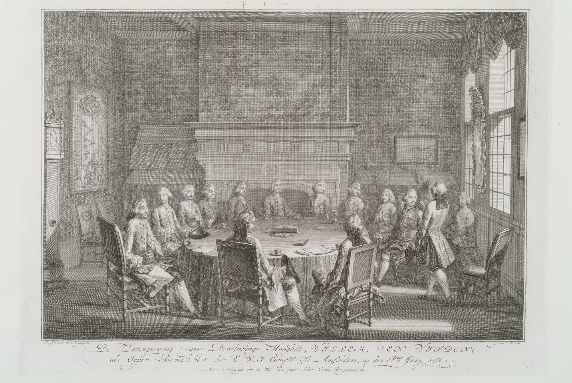 A.5653(04); Installatie van Willem V  als Opper-Bewindhebber van de WIC, 1768; prent