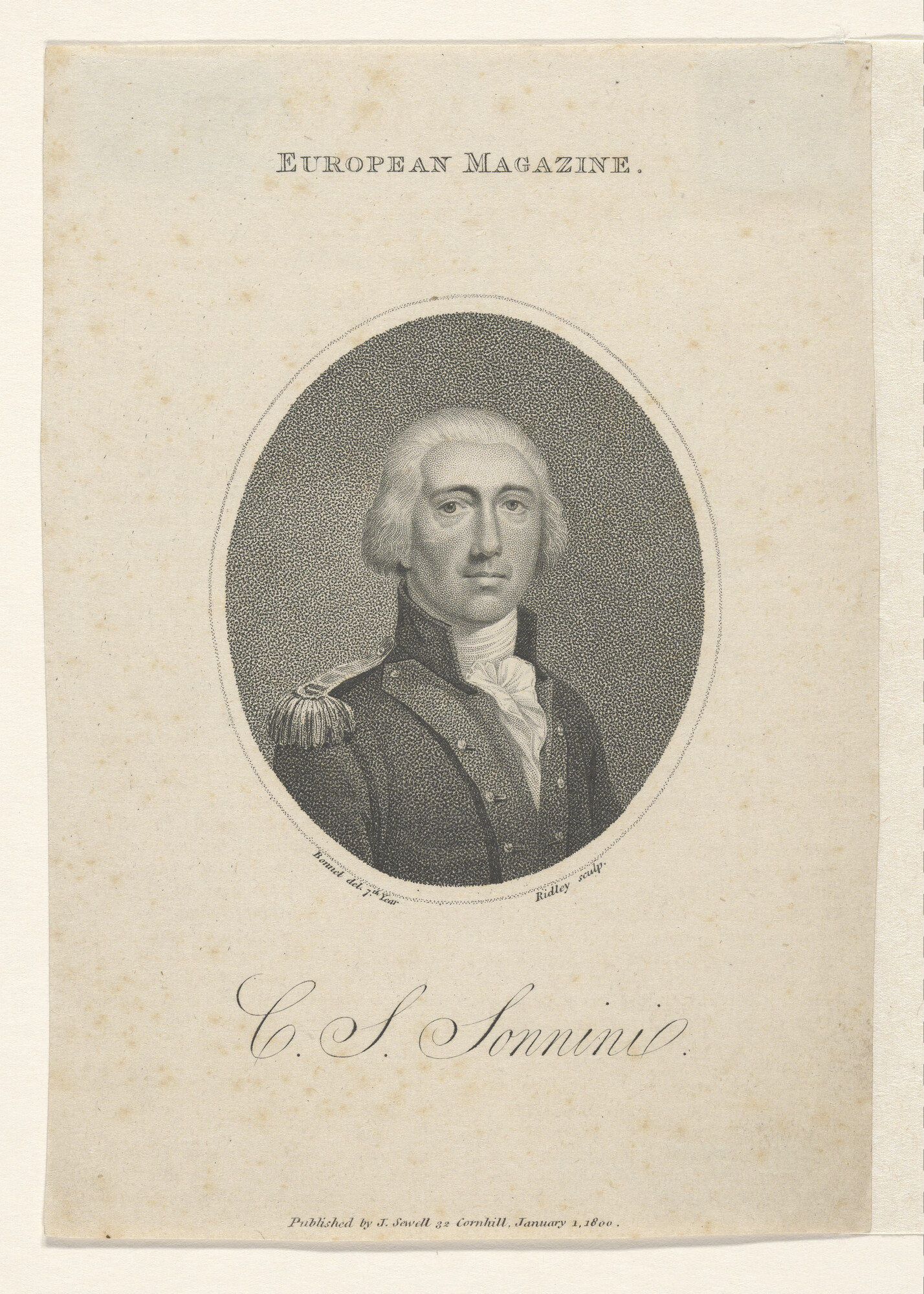 A.0075(182); Portret van C.S. Sonnini, natuurvorser en wereldreiziger; prent