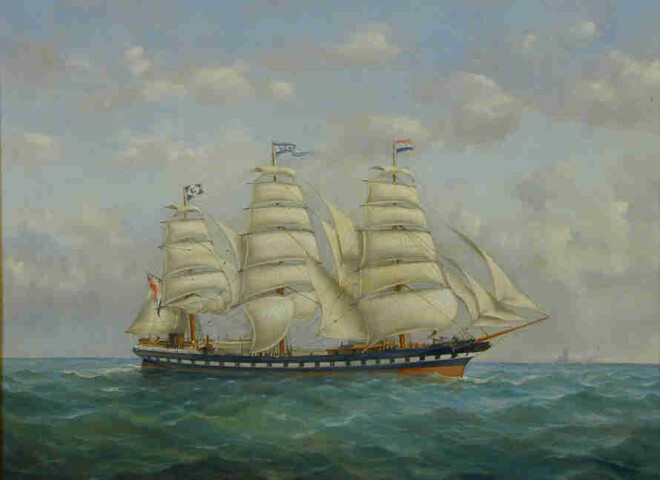 S.1516; Het fregatschip Vondel; schilderij