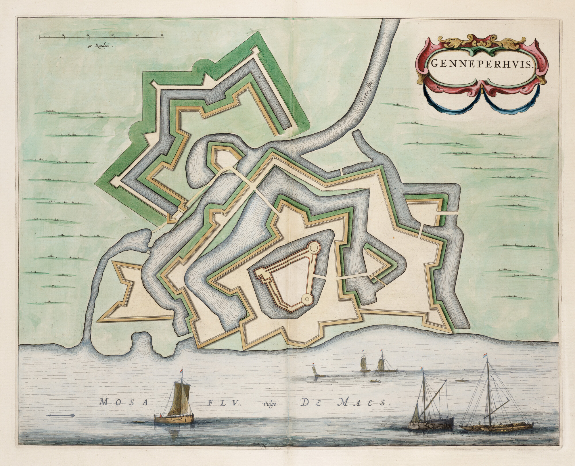 S.1034(15) [kaart 114]; Plattegrond van de versterkingen van Genneperhuis; landkaart