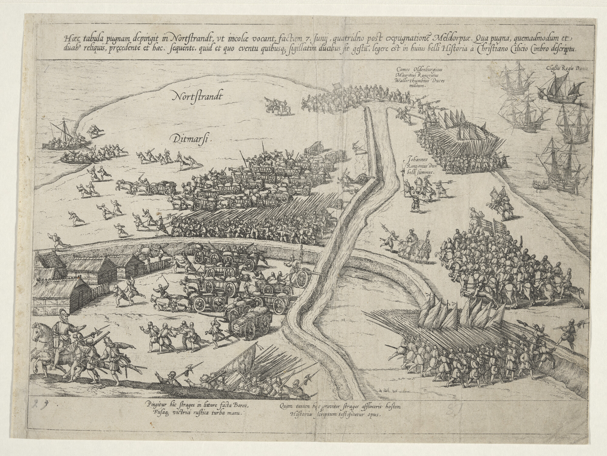 A.0145(027)372; Slag op het Noordstrand, aan de Noordzeekust van Sleeswijk-Holstein; prent