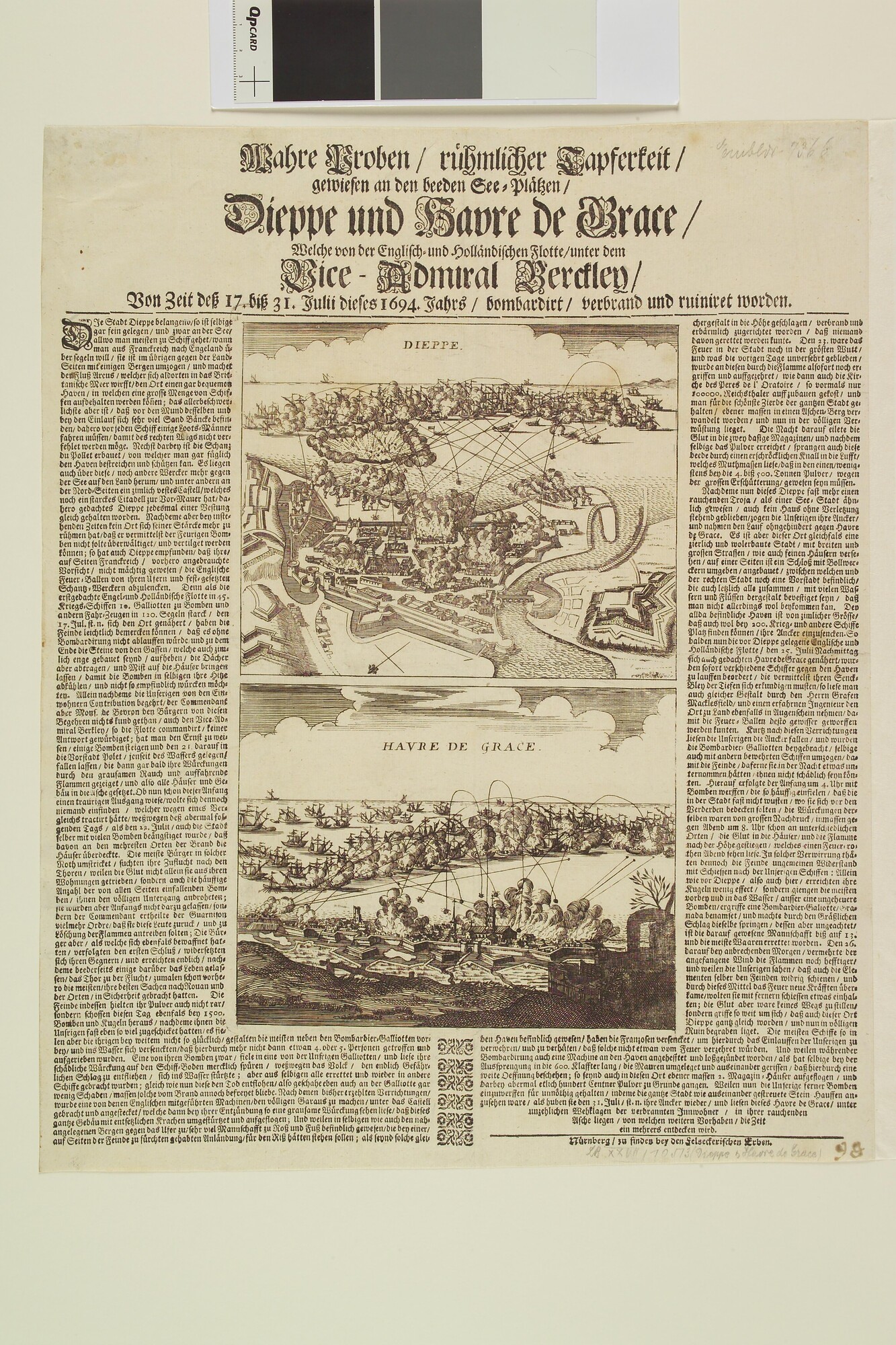 A.1763(04); Prent Dieppe und Havre de Grace; prent