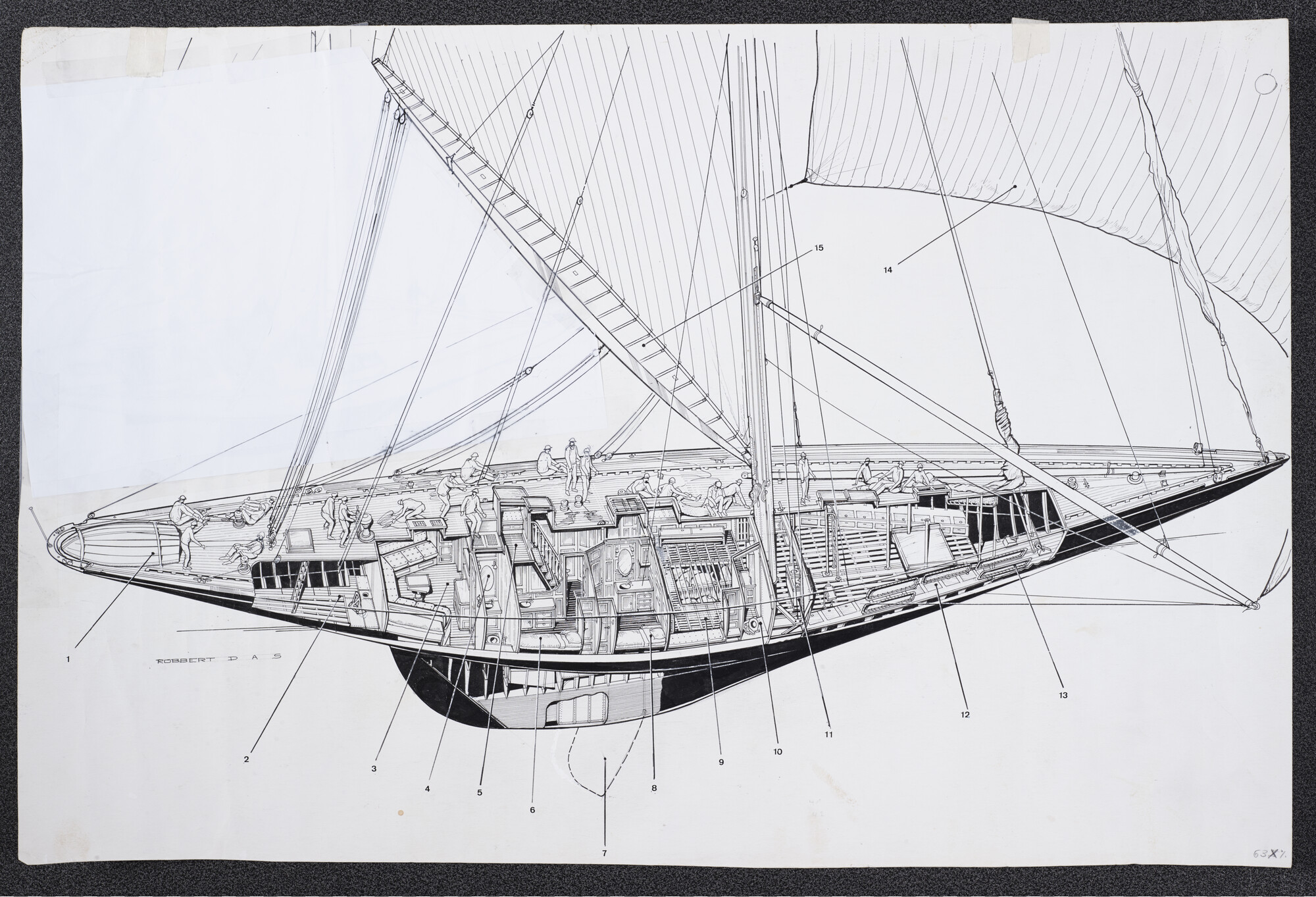 2019.0330; Endeavour, J-klasse; tekening