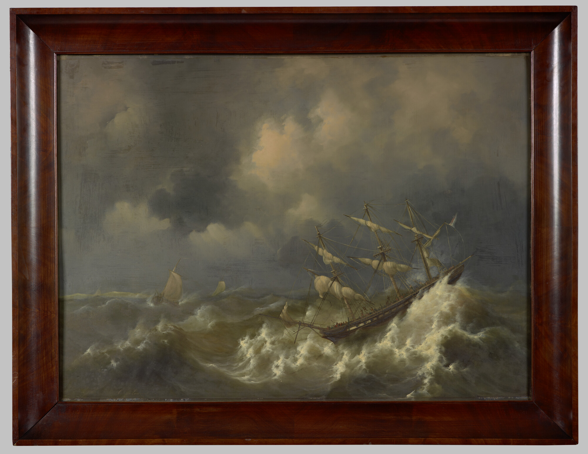 S.4327(01); Het fregatschip Zr.Ms. Rotterdam ter hoogte van Texel een storm afrijdend
; schilderij