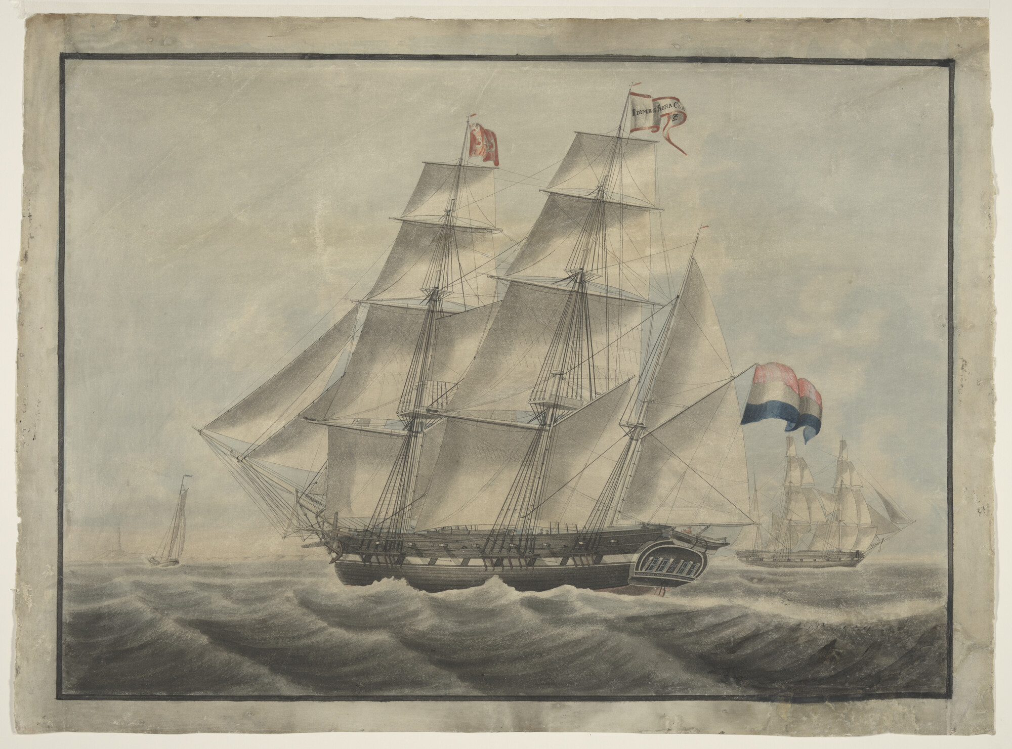 S.3921(01); De bark 'Immagonda Sara Clasina'; tekening