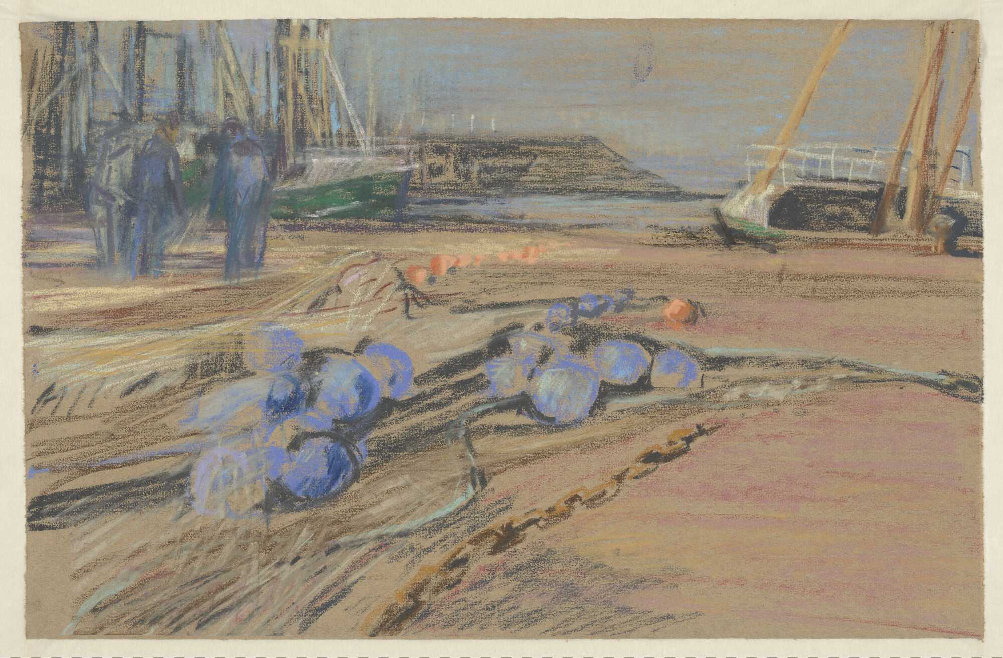 A.5537(03); Netten op de kade te Den Oever; tekening