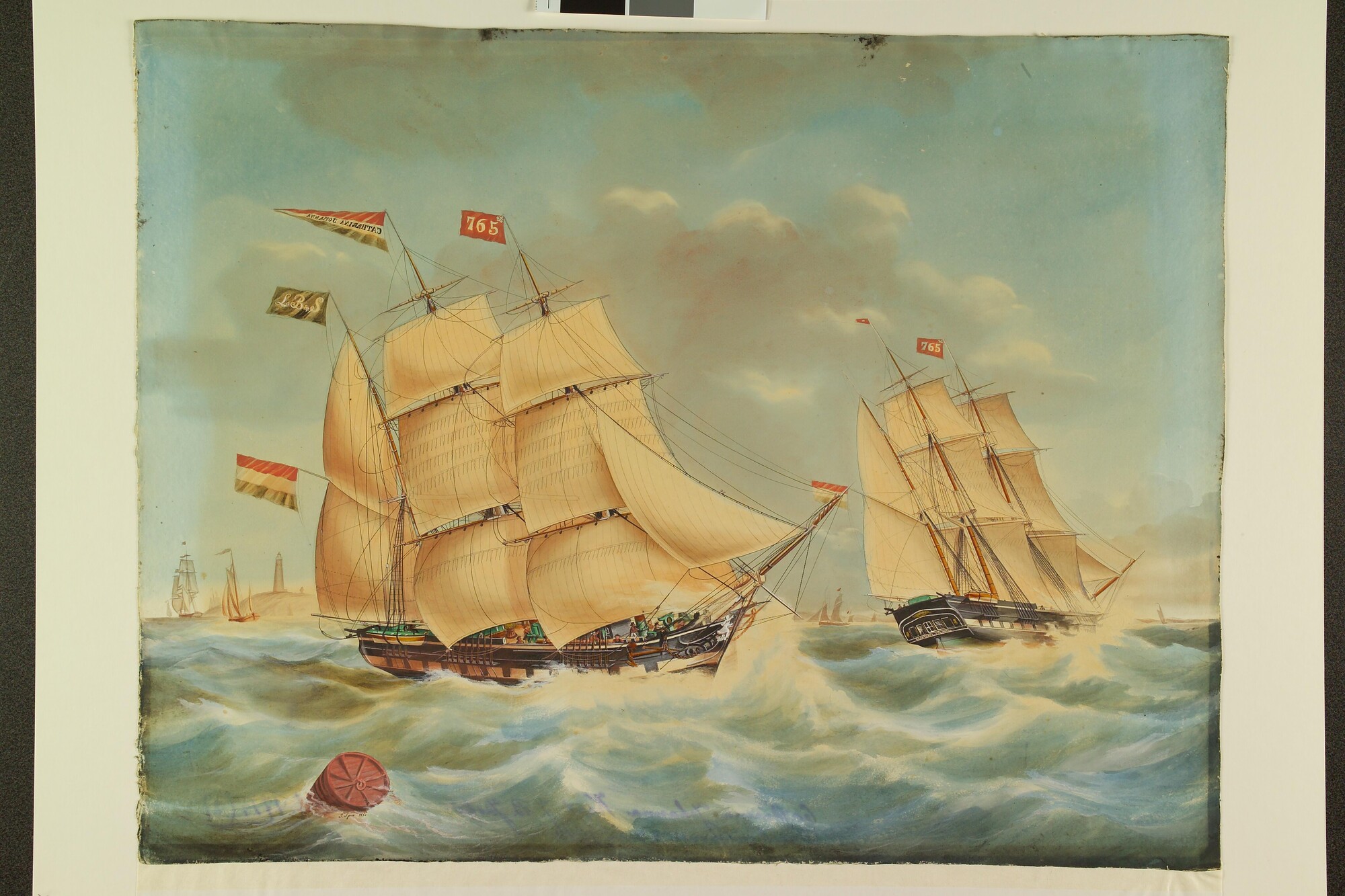 S.1714(02); Het barkschip Catharina Johanna; tekening