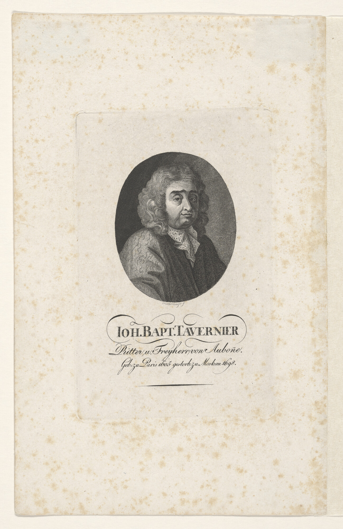 A.0075(192); Portret van Jean Baptiste Tavernier, reiziger; prent