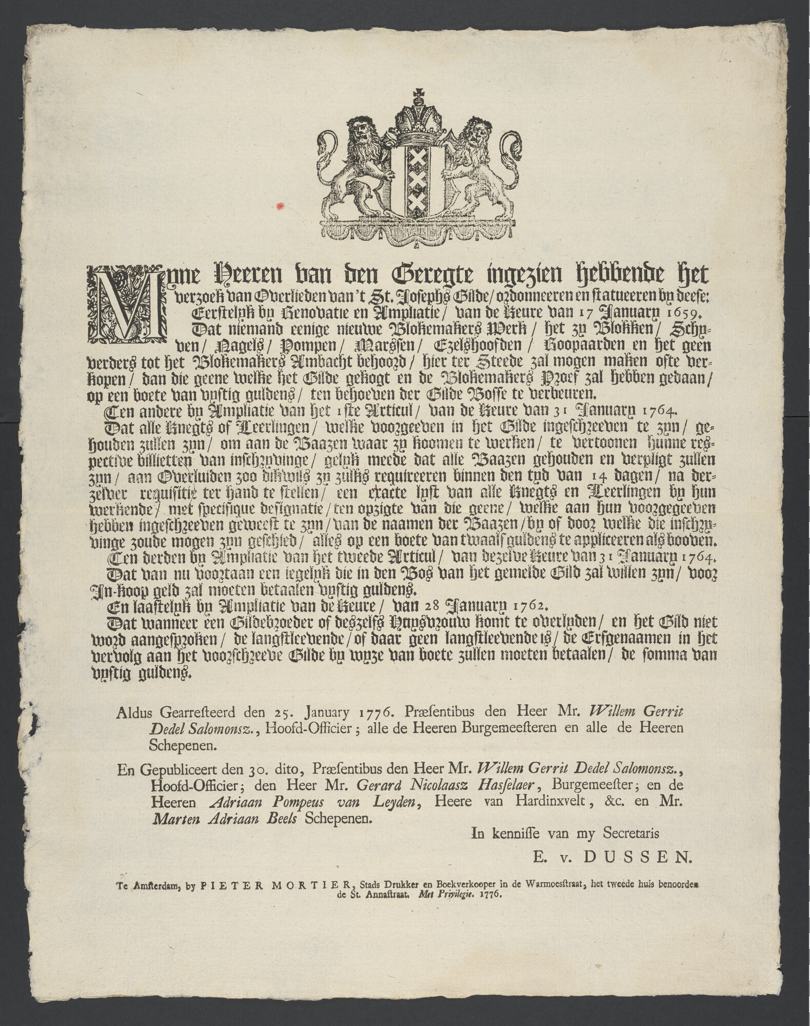 A.0149 [nr 0006]; Ordonnantie inzake het Blokemakers Gilde; verordening