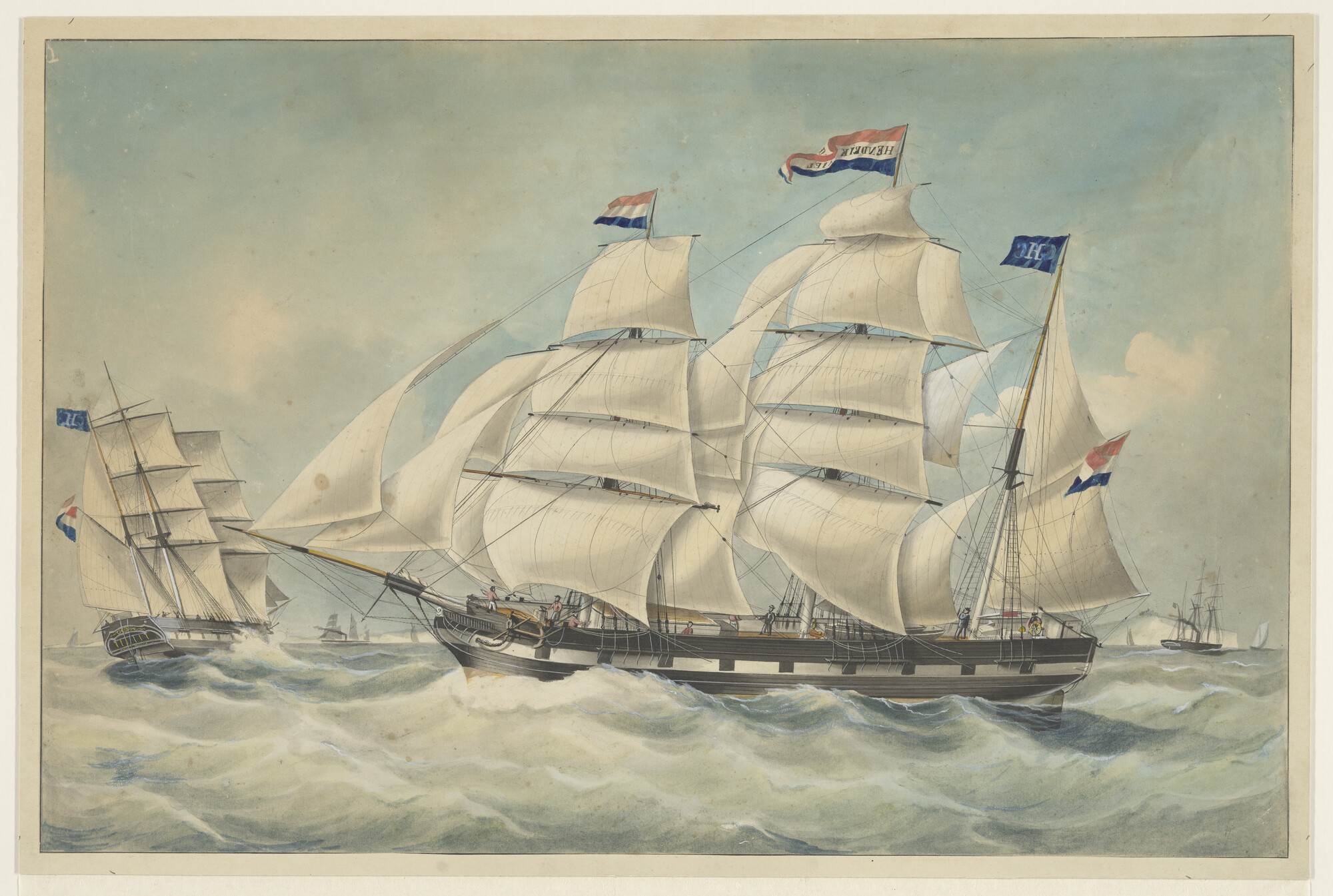 A.1310; Het barkschip Hendrik Daniel; tekening