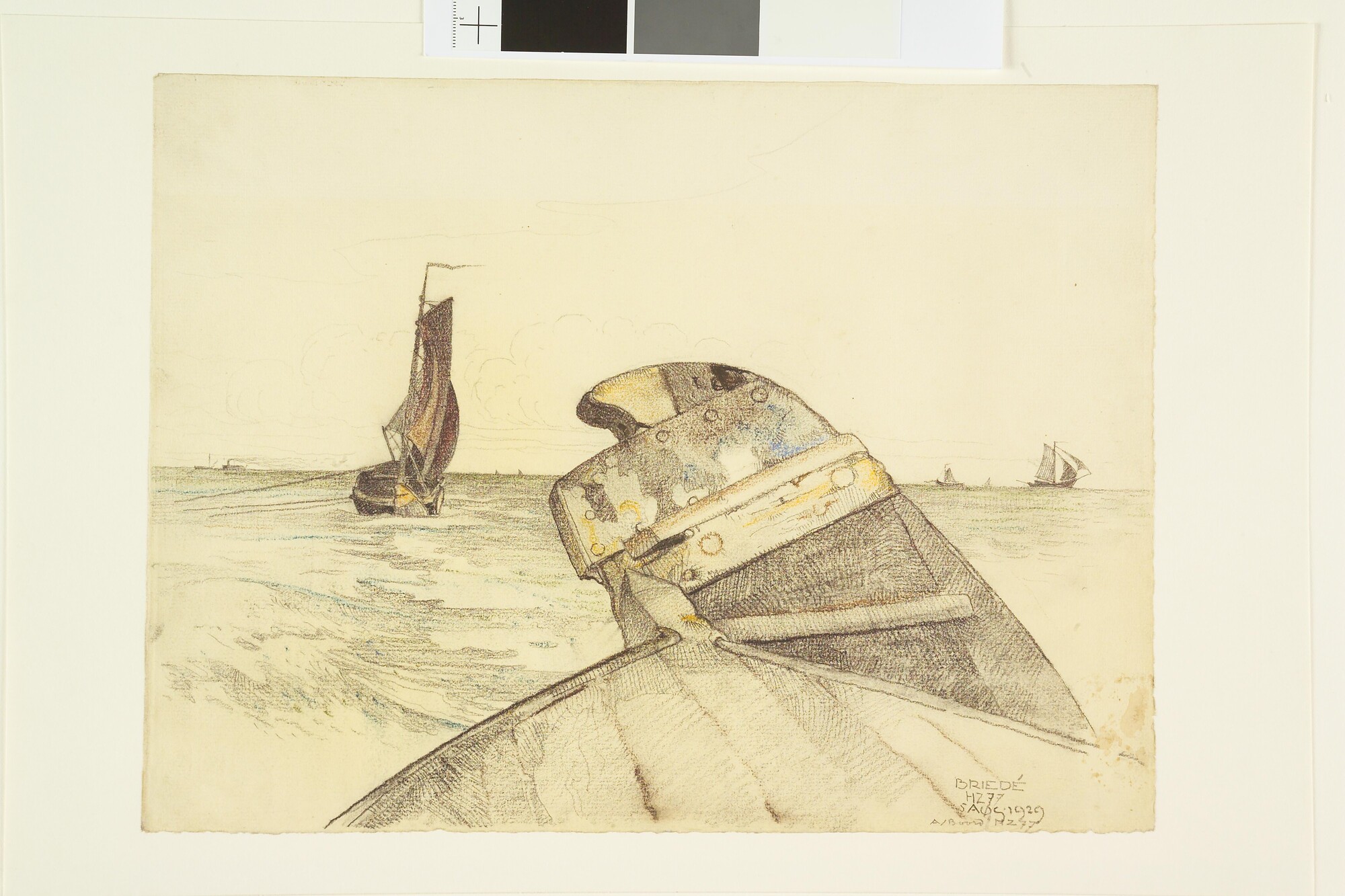A.2606(01)11; De achterplecht en het roer van de Huizer botter 'HZ 77'; tekening