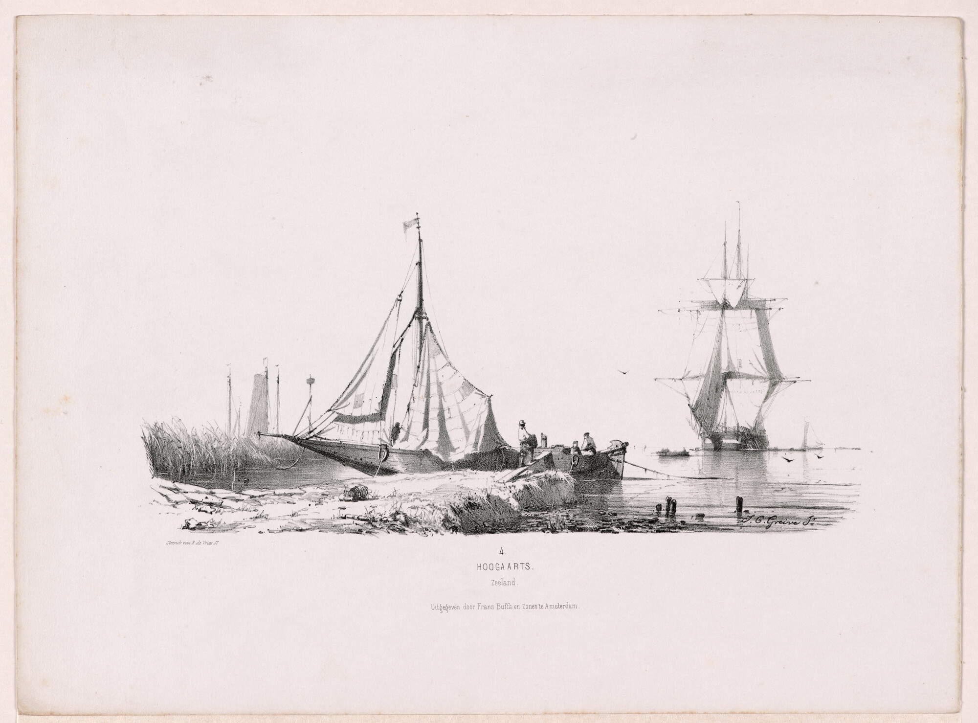 A.2855(06) [nr 0006]; Studien van Hollandsche schepen, naar de natuur; prent