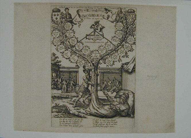 A.0145(027)056; Stamboom van Lodewijk IX en anderen in 1589; prent