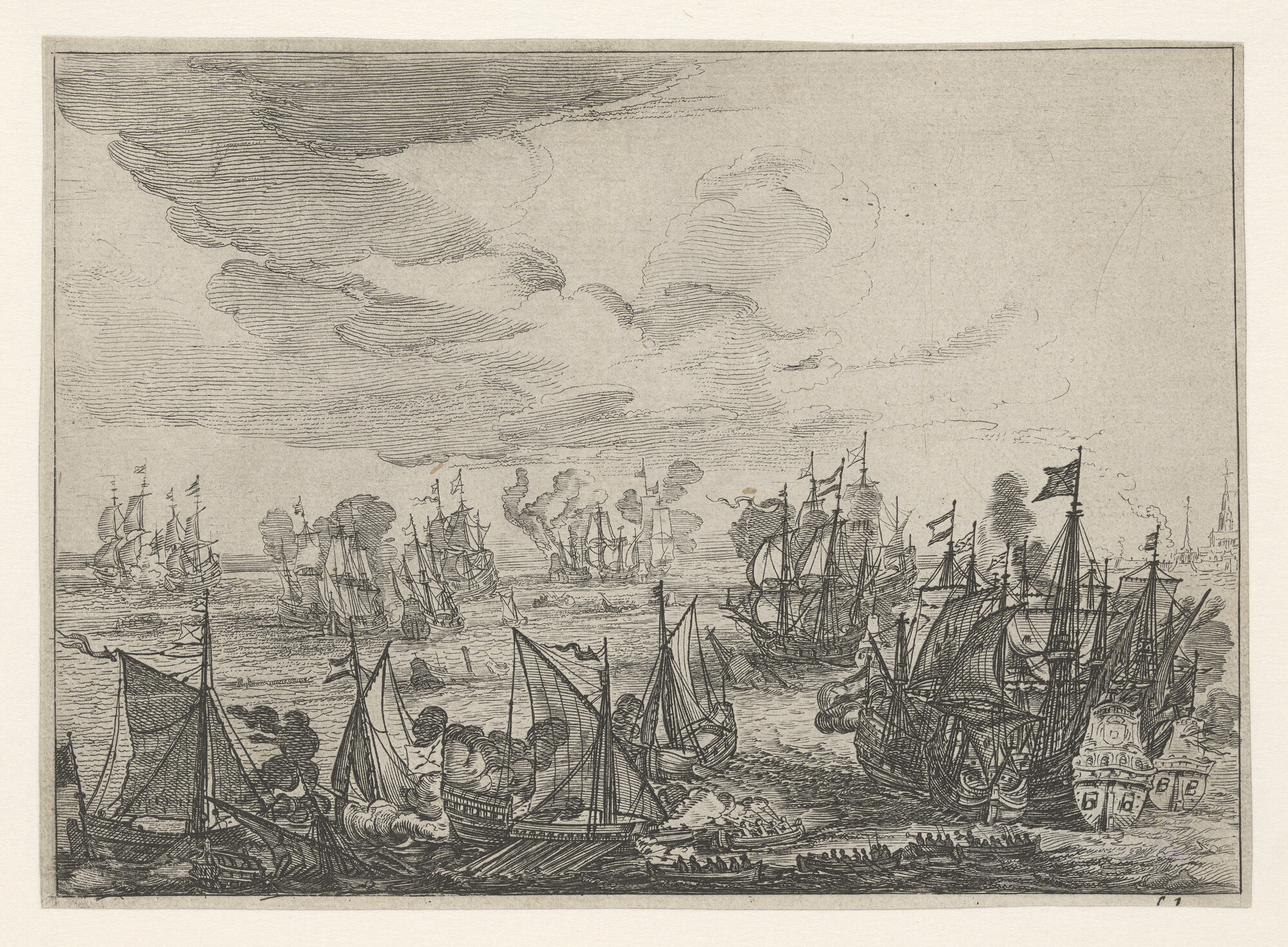 A.3059(03); Scheepsgevecht tussen Hollandse en Spaanse schepen; prent