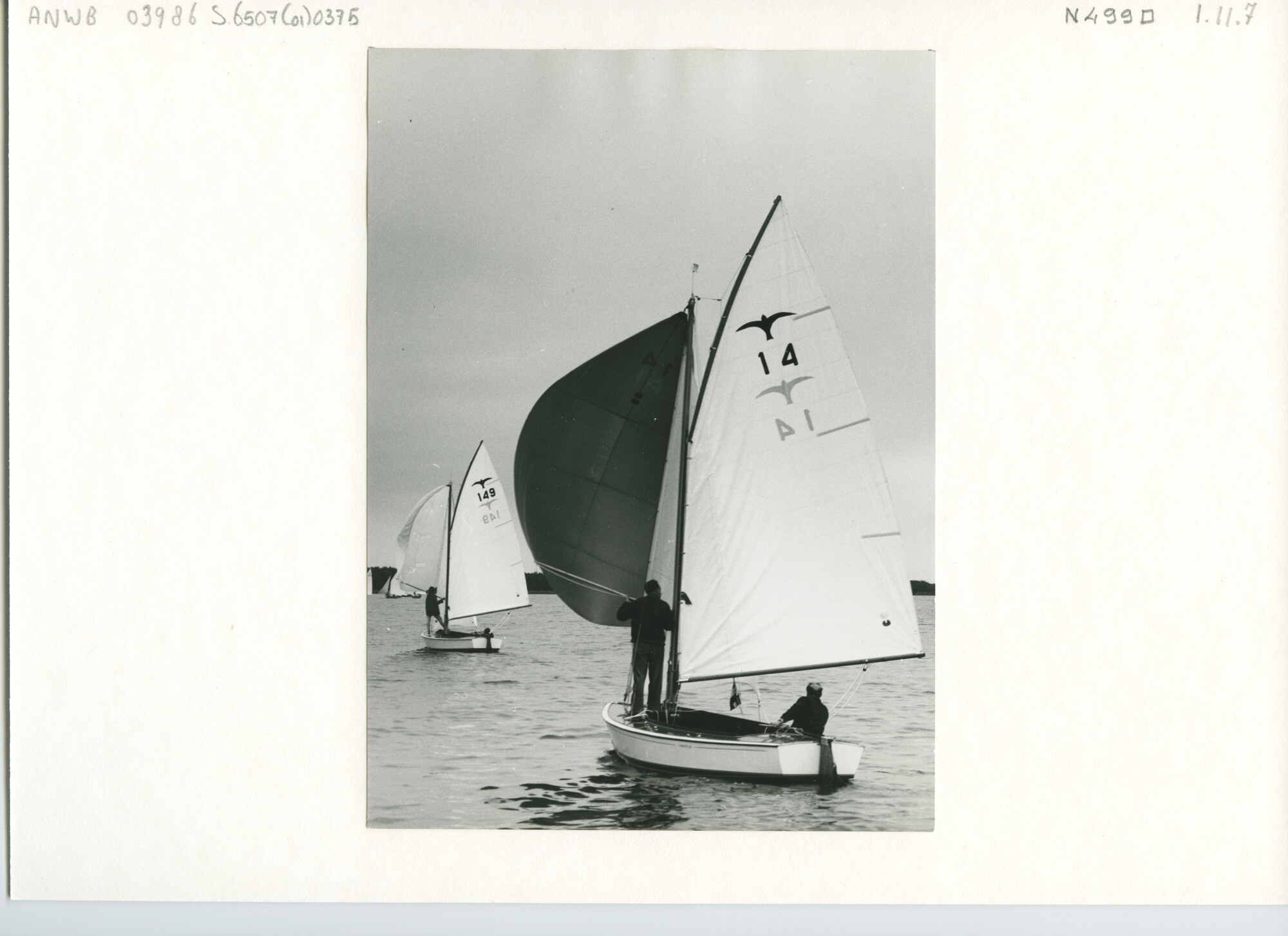 S.6507(01)0375; Valken met weinig wind op het Braassemermeer; foto