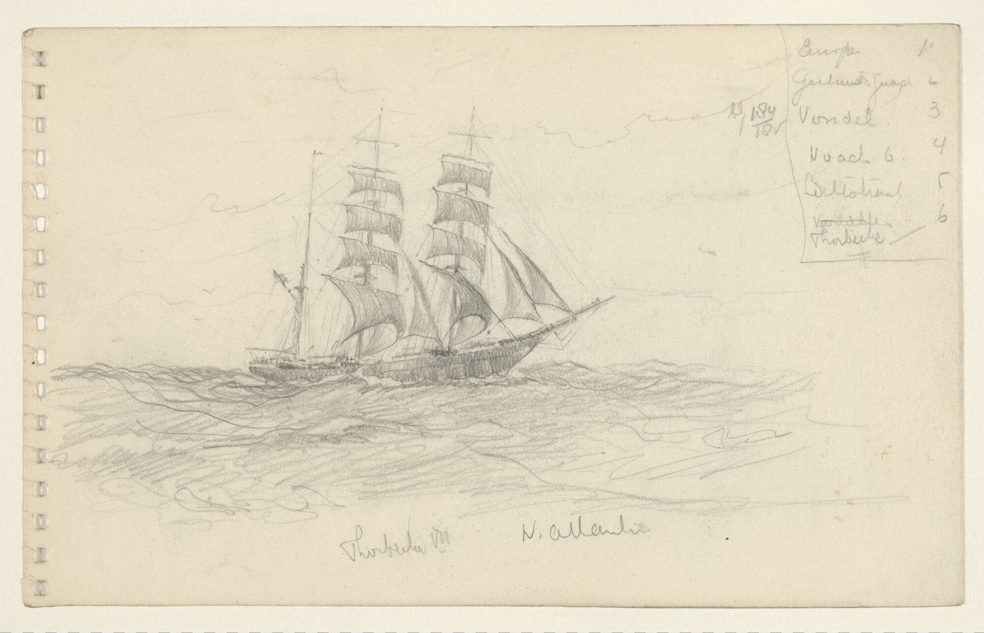 S.4824(13); De 'Thorbecke VIII' in de Noord Atlantic; tekening