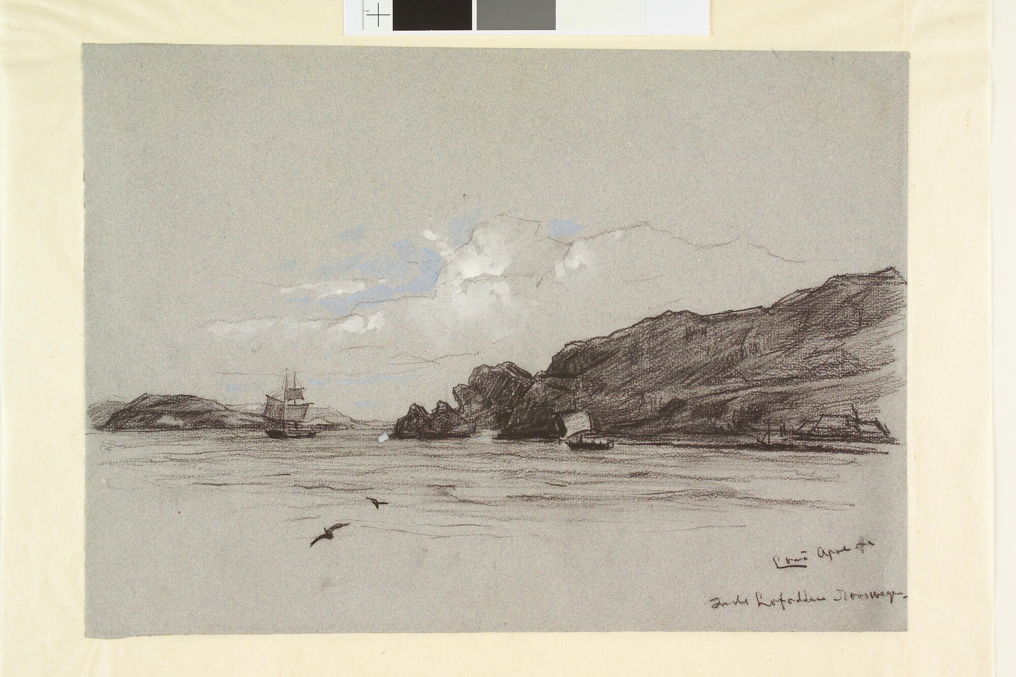 S.0394(02); De schoener 'Willem Barents' in de Lofoten; tekening