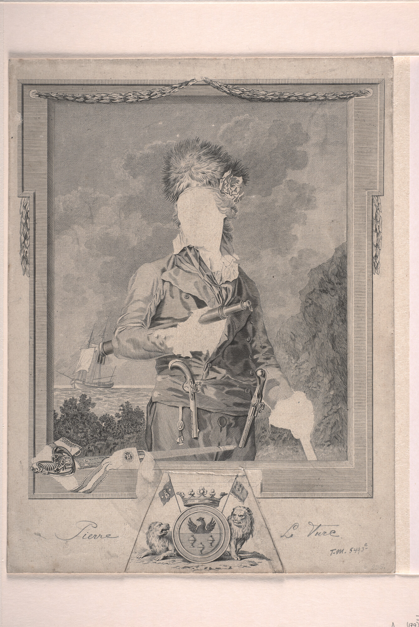 A.0145(179) [nr 0052]; Portret van Pierre Le Turcq met berenmuts; prent