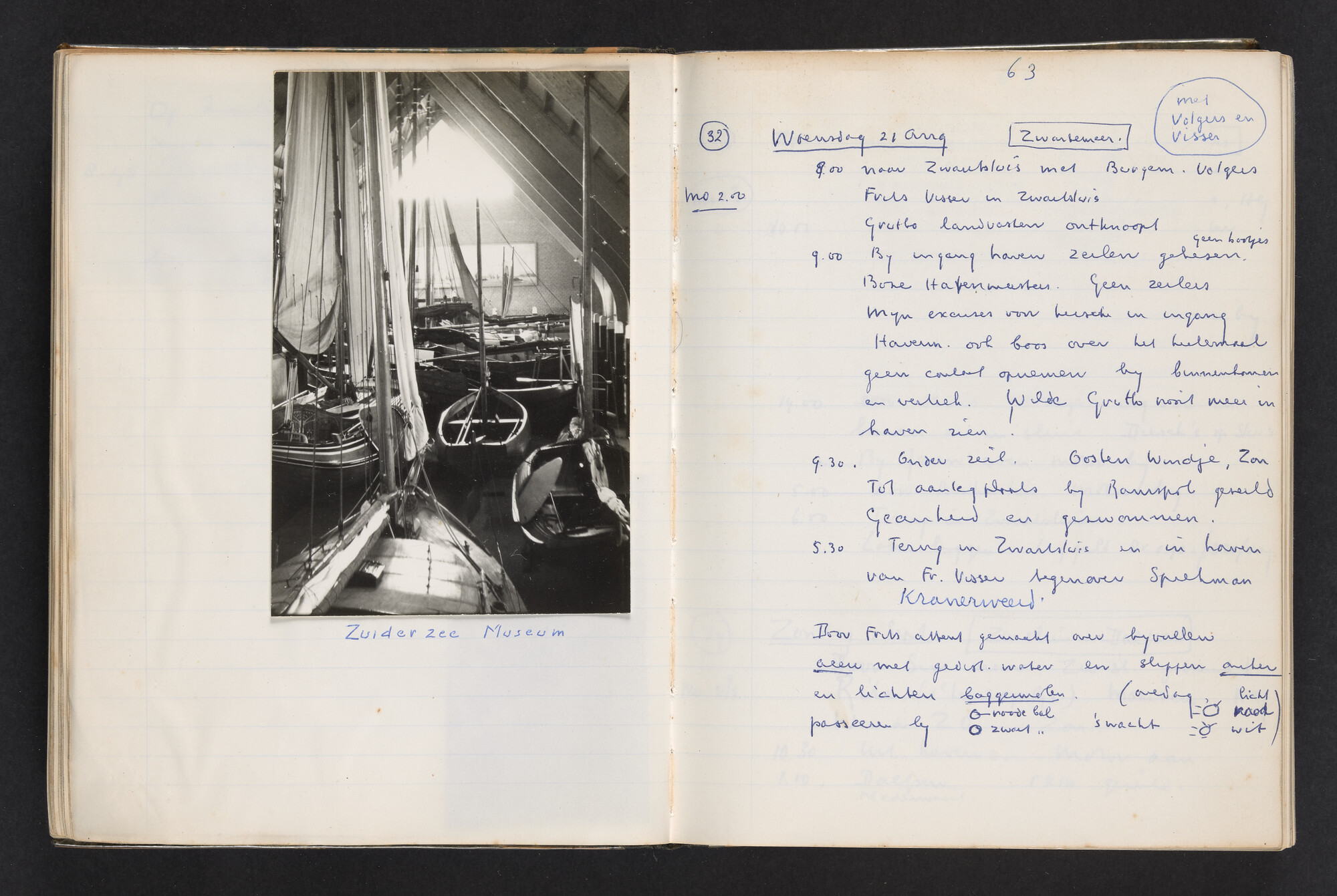 2017.0802; Logboek c.q. fotoalbum van reizen met zeeschouw Grutto (II) in Nederland, Duitsland en Denemarken, 1973-1974; logboek