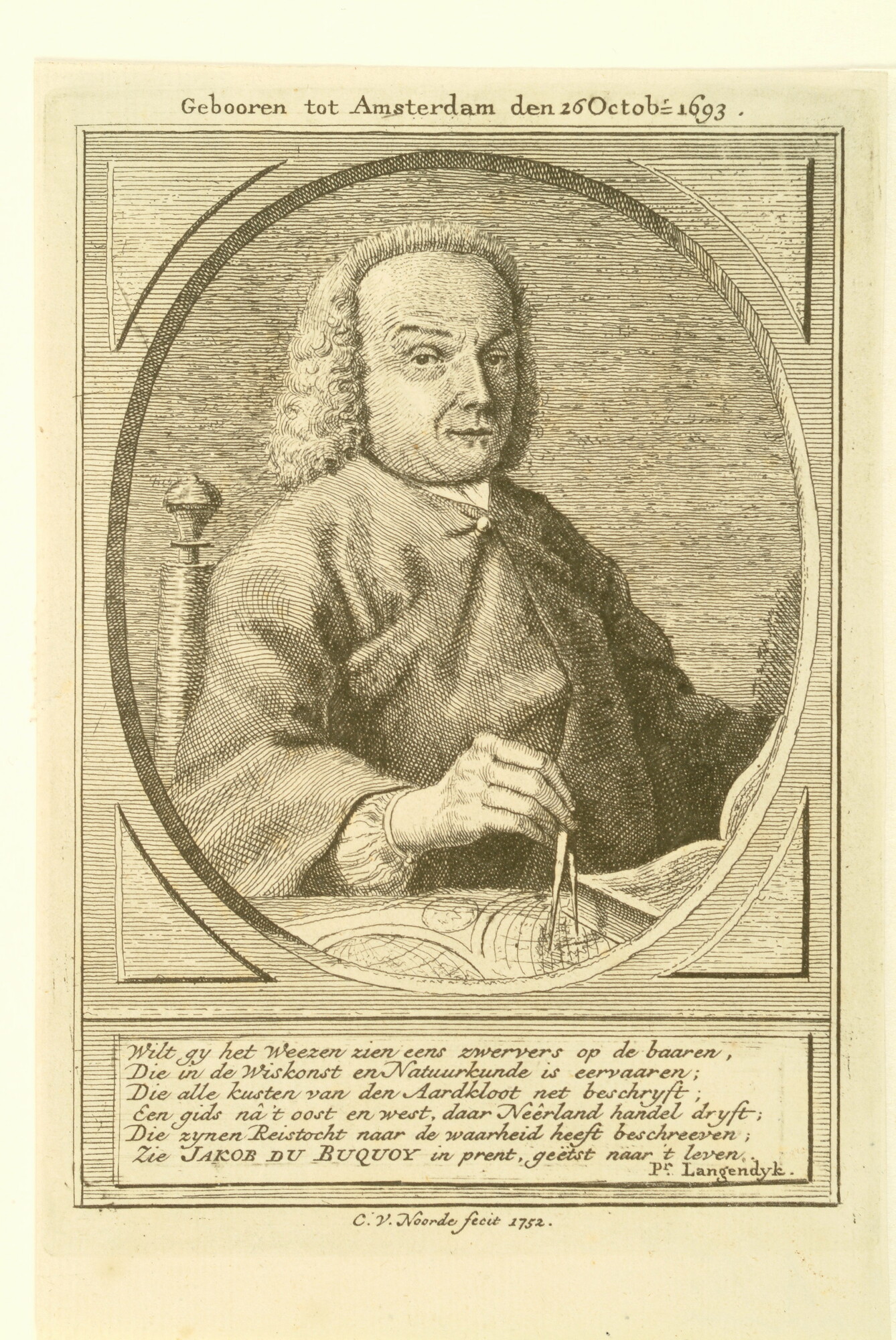 A.0075(073); Portret van J. du Bucquoy, mathematicus en reiziger; prent
