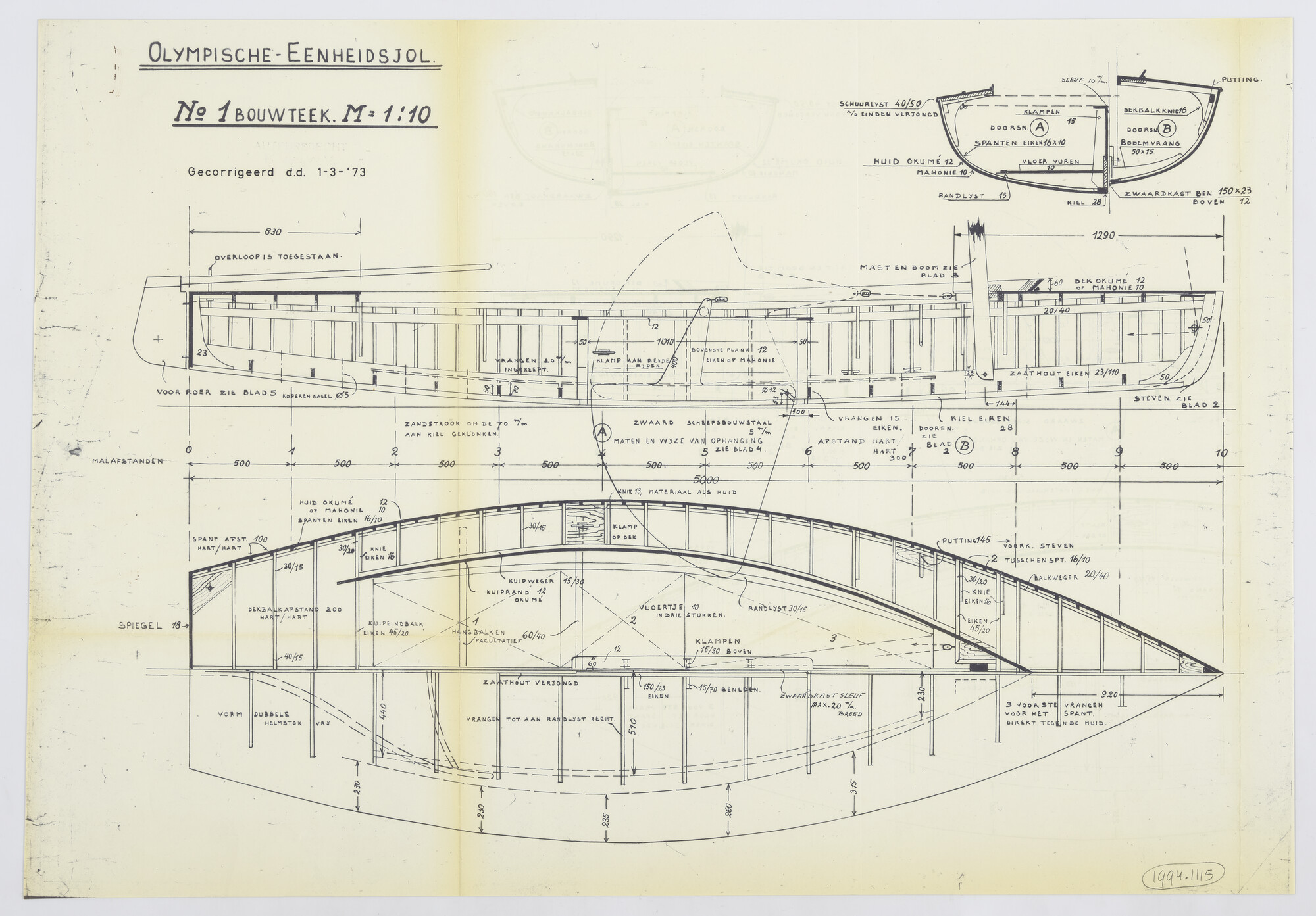 1994.1115; Constructietekening Olympiajol; technische tekening