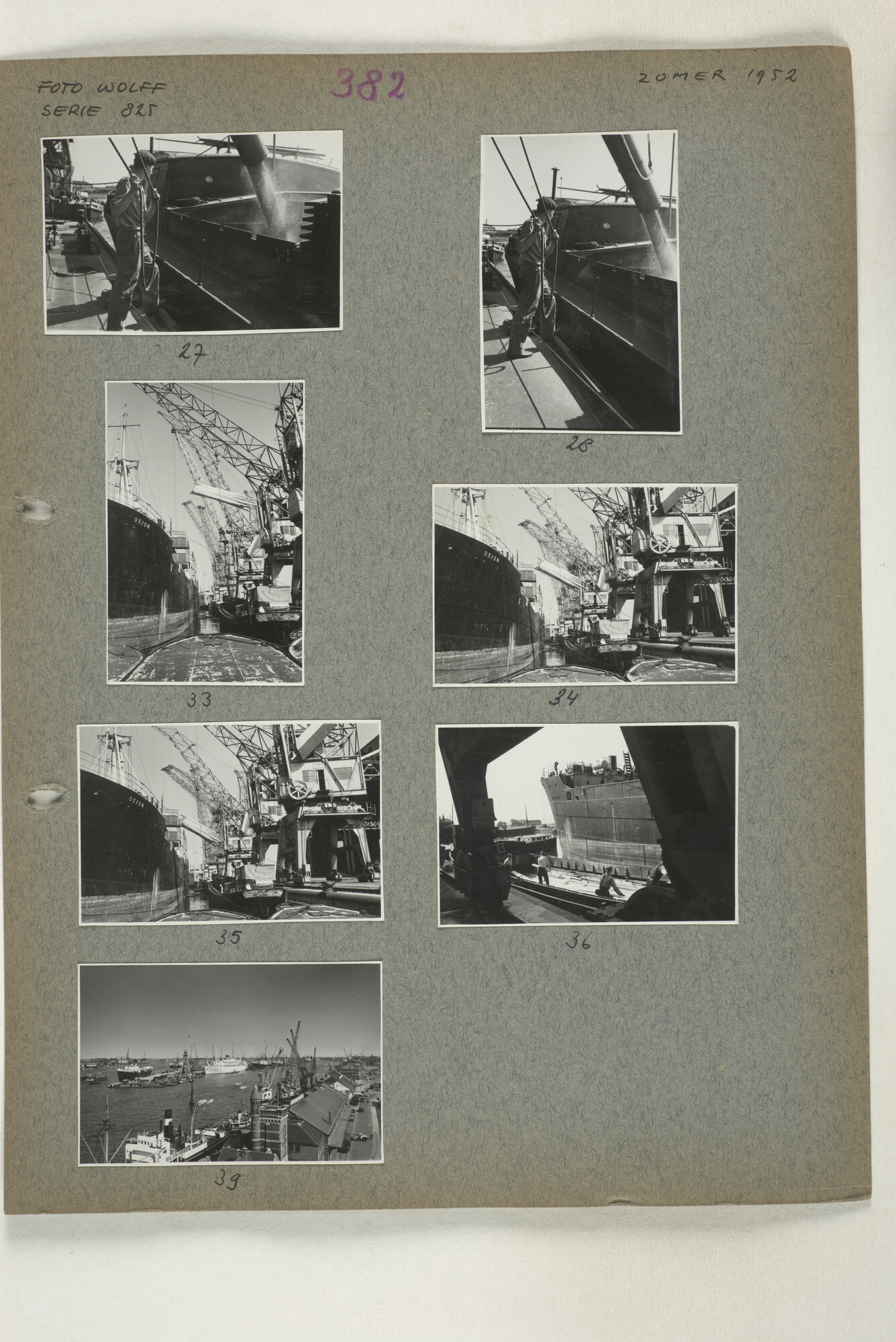 1998.2182; Omslag (voorheen ordner) met een grote hoeveelheid proef foto's van de haven en de stad van Amsterdam; omslag
