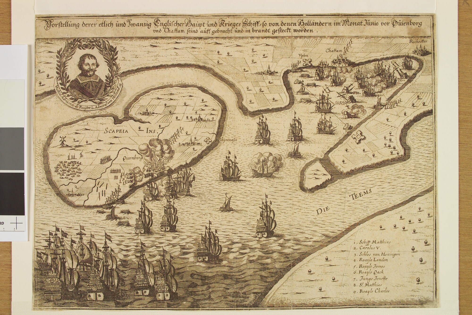 A.0684; Duitstalige prent van de Tocht naar Chatham; prent