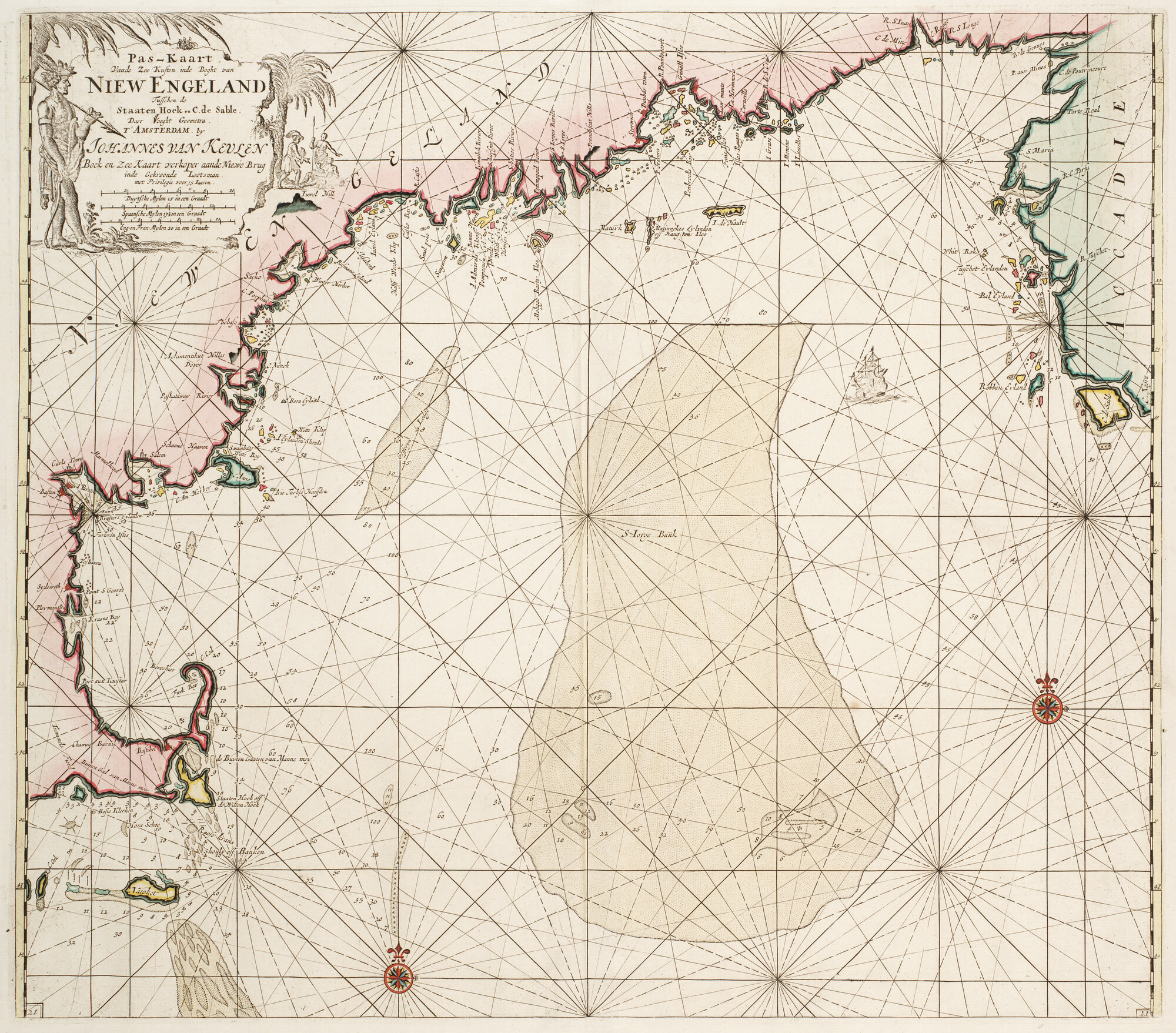 B.0032(109)4 [kaart 054]; Zeekaart van een deel van de oostkust van de Verenigde Staten en Canada; zeekaart