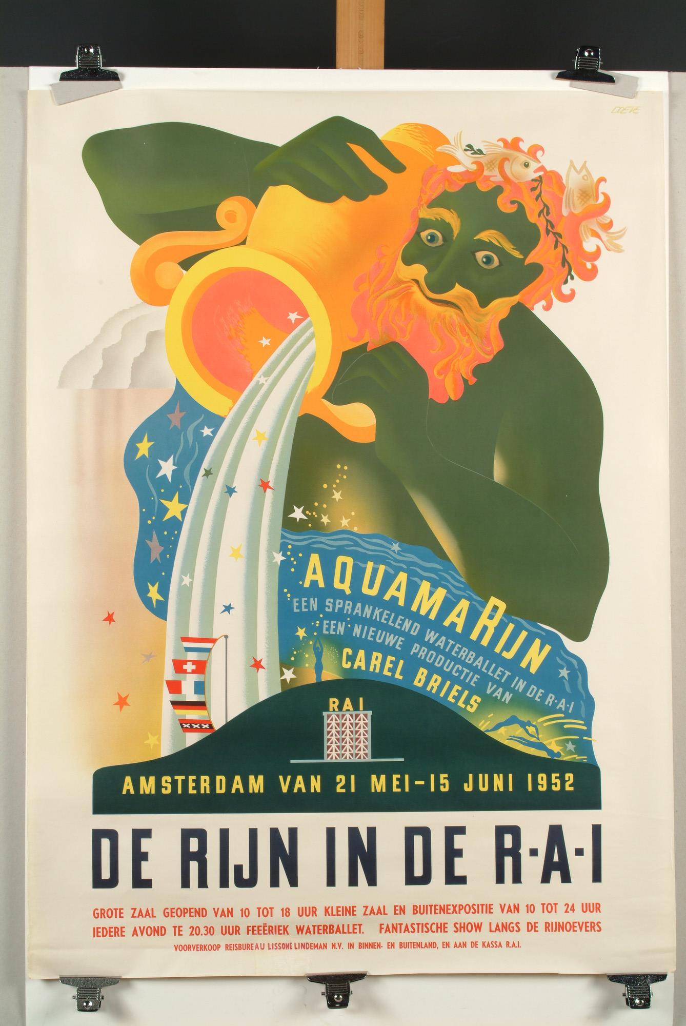 2002.0833; Affiche "de Rijn in de RAI", reclameaffiche ter gelegenheid van de opening van het Amsterdam-Rijnkanaal; affiche