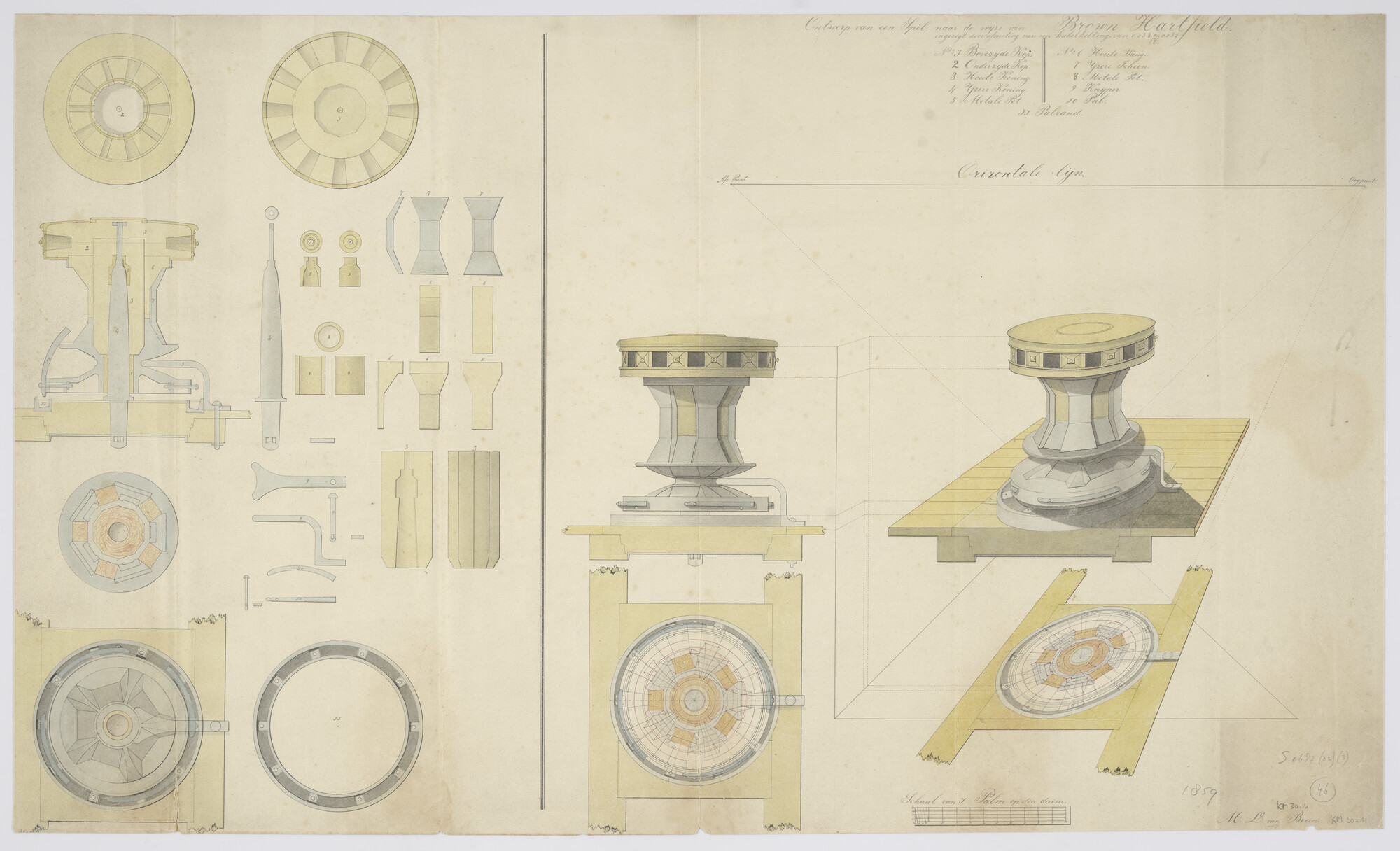 S.0687(02)(03); Ontwerp ankerspil naar de wijze van Brown Hartfield; technische tekening