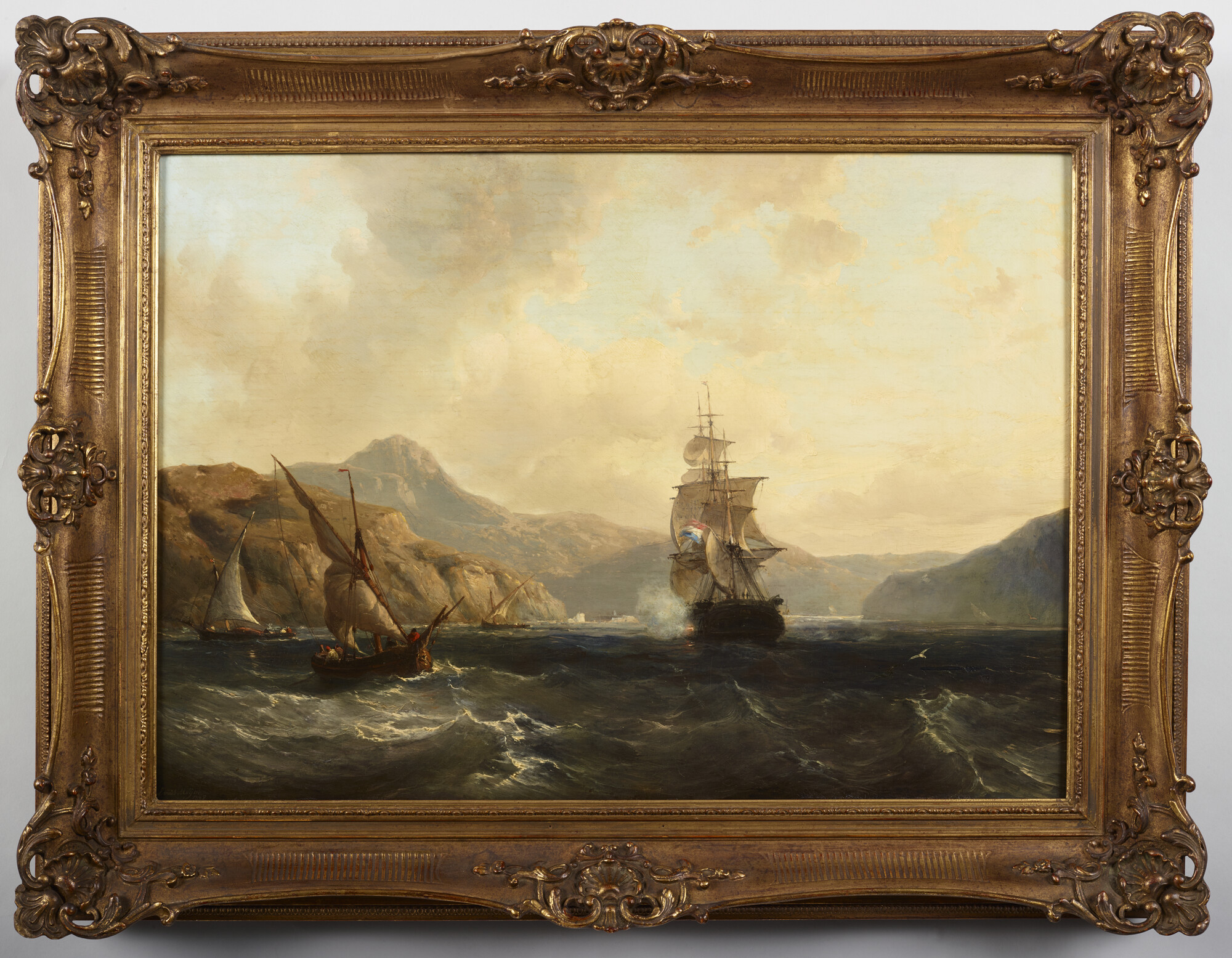 2015.4507; Zeilschepen in een baai; schilderij