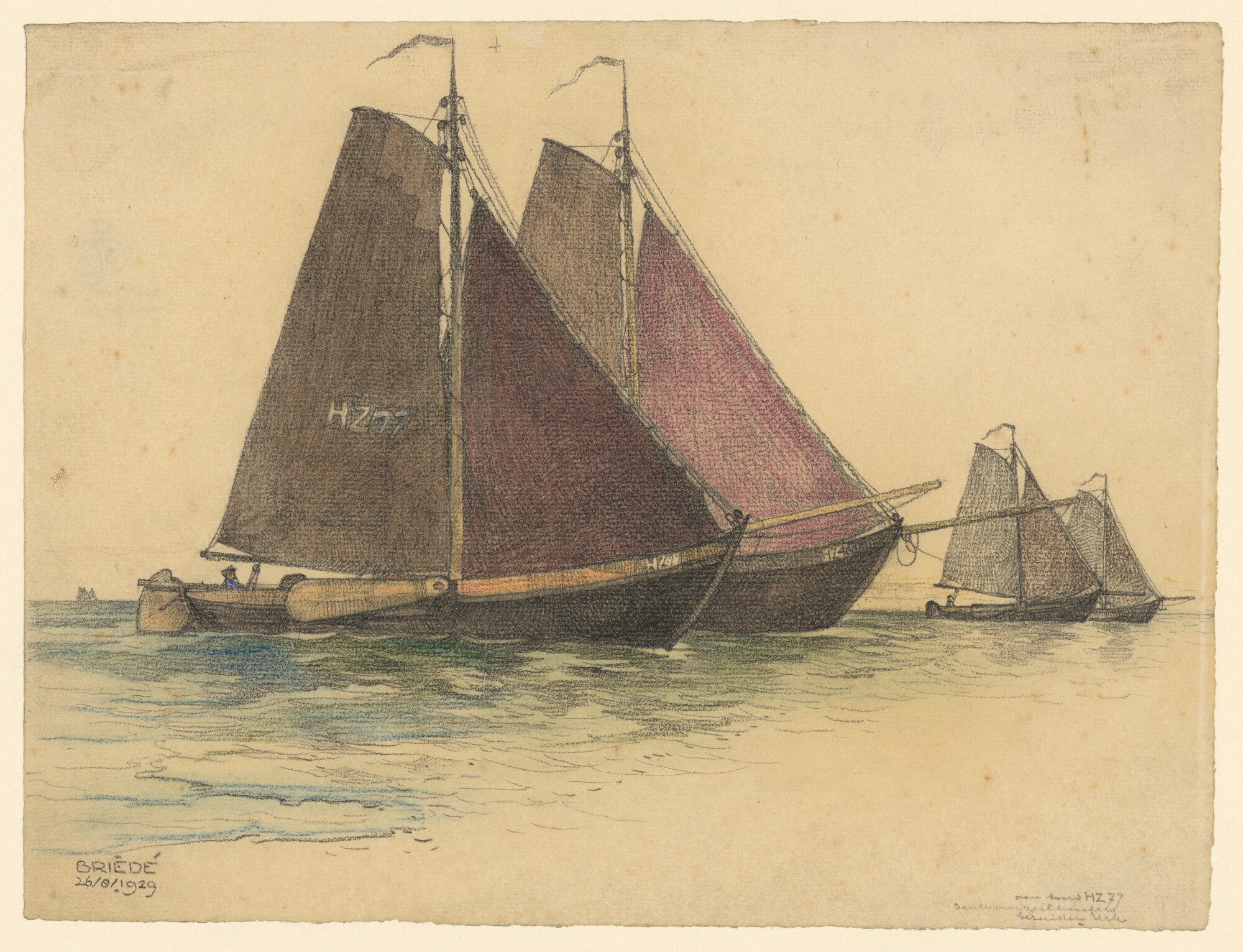 A.2606(01)14; De Huizer botters 'HZ 77' en 'HZ 46'; tekening