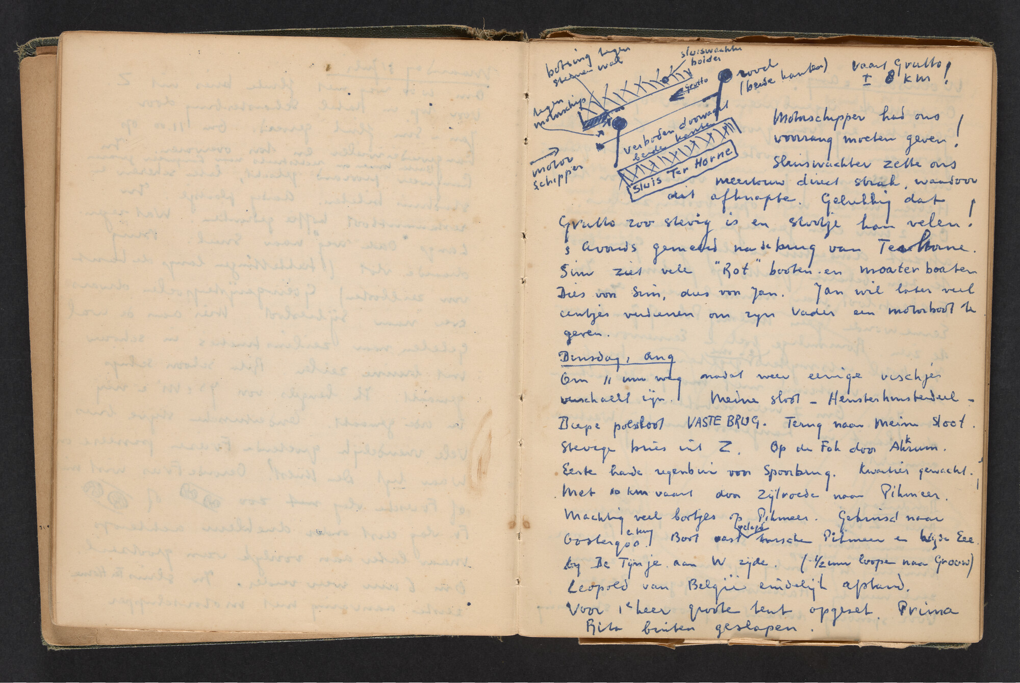 2017.0790; Logboek c.q. fotoalbum van reizen met zeeschouw Grutto in Nederland, 1949-1951; logboek