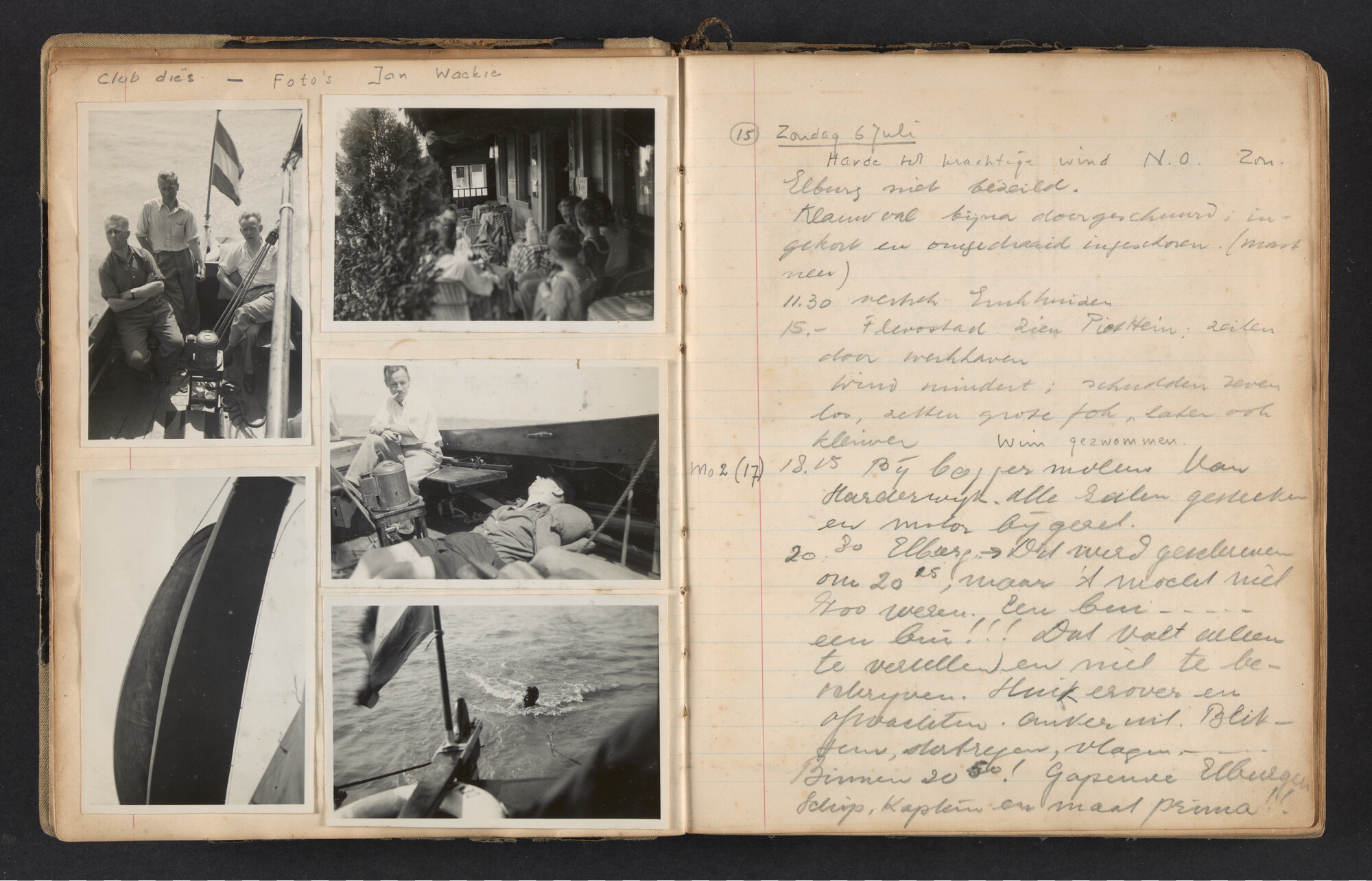 2017.0791; Logboek c.q. fotoalbum van reizen met zeeschouw Grutto in Nederland, 1952-1954; logboek