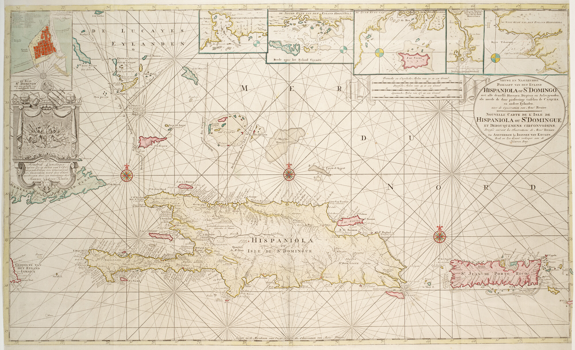 B.0032(109)4 [kaart 034]; Paskaart van het eiland Hispaniola, met inzetkaart van de stad Santo Domingo; zeekaart