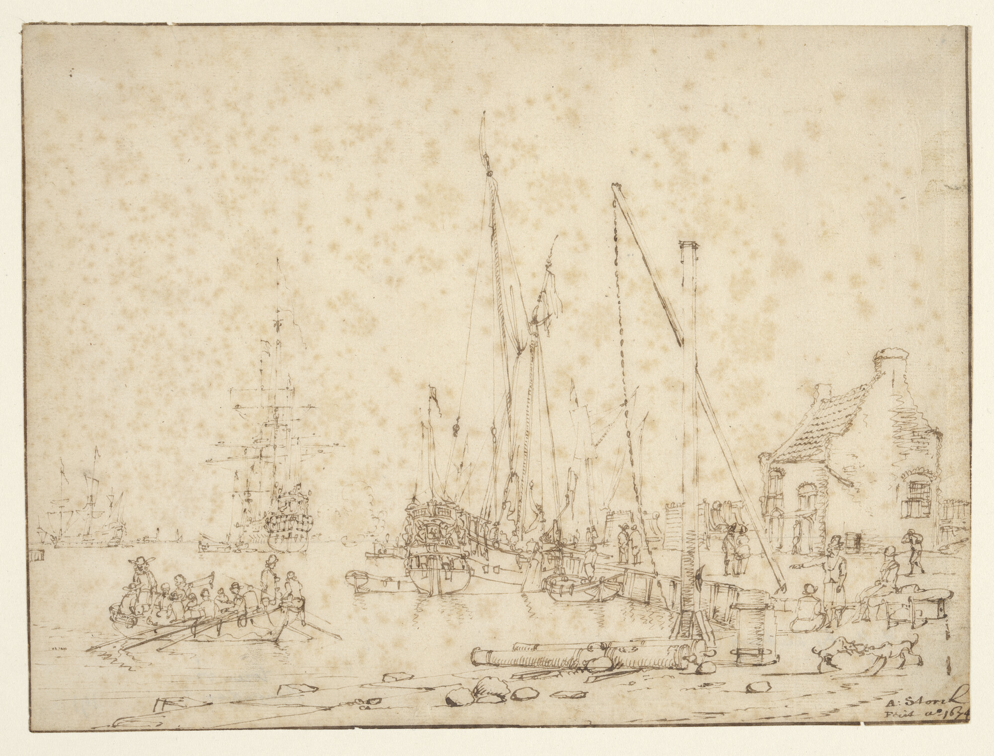 A.0145(183)01; Een havengezicht; tekening