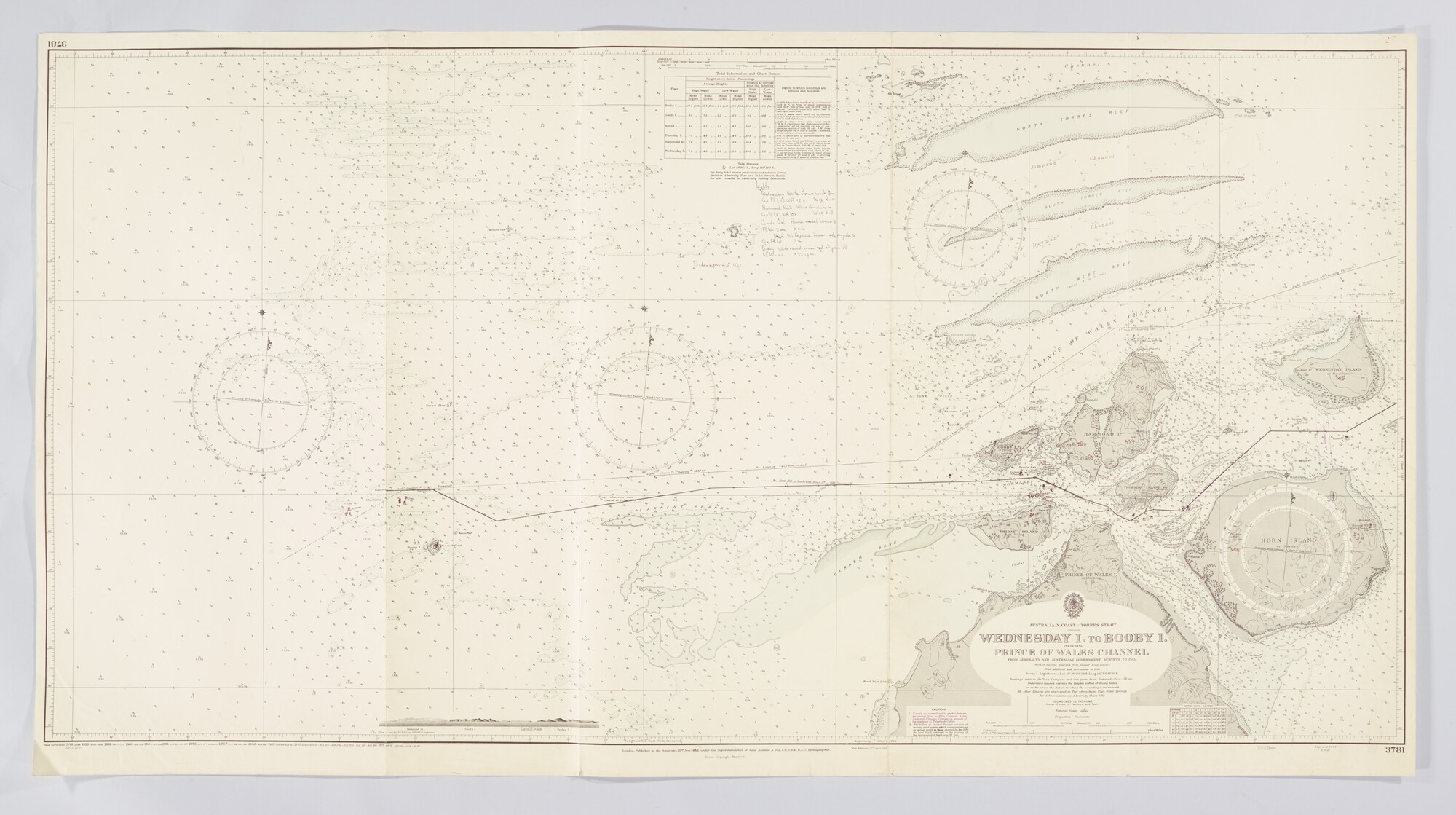 2019.1057-56; Australian Nort coast, Torres strait. Wednesday Island to Booby Island including Prince of Wales Channel; zeekaart