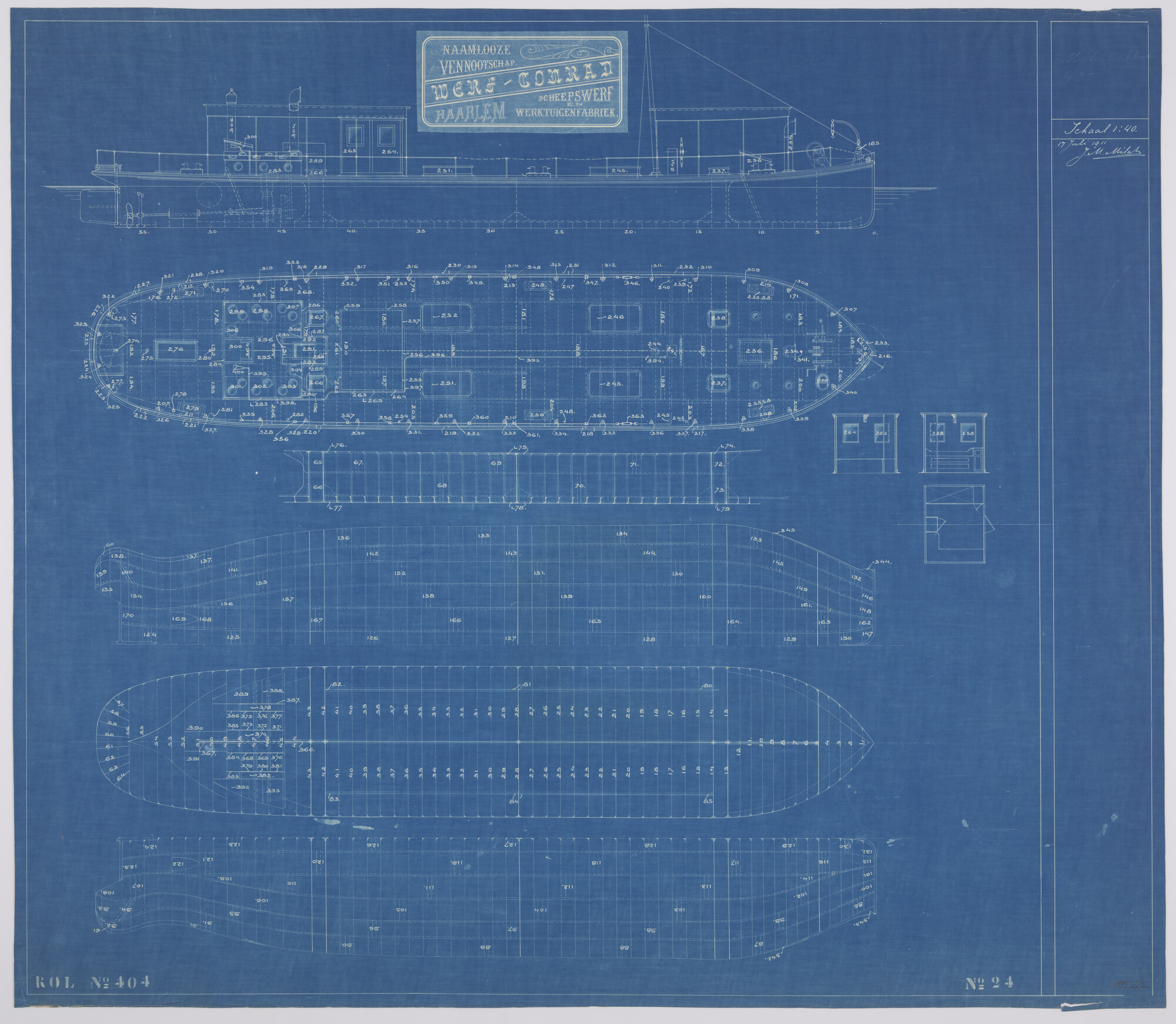 1995.2202; Constructieplan van de olielichter Asiatic; technische tekening