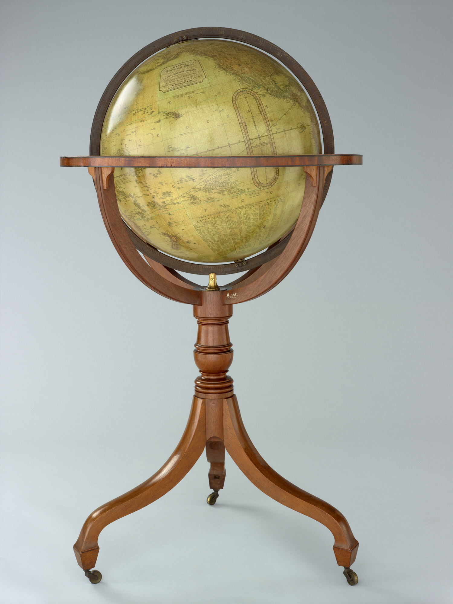 A.0145(025)21; Aardglobe van 45,5 cm doorsnede door Thomas Malby & Son te Londen uit 1860; globe