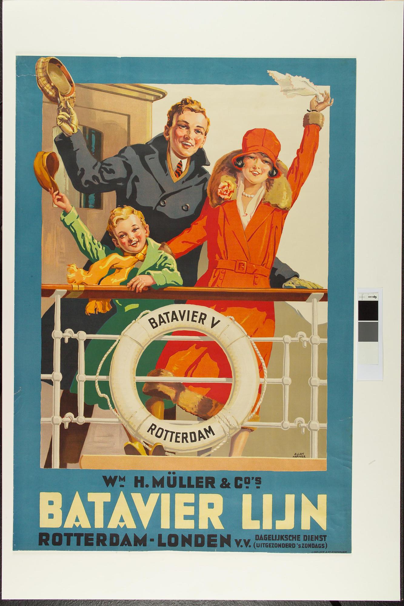 A.5827; Batavierlijn voor de dienst op de route Rotterdam - Londen; affiche