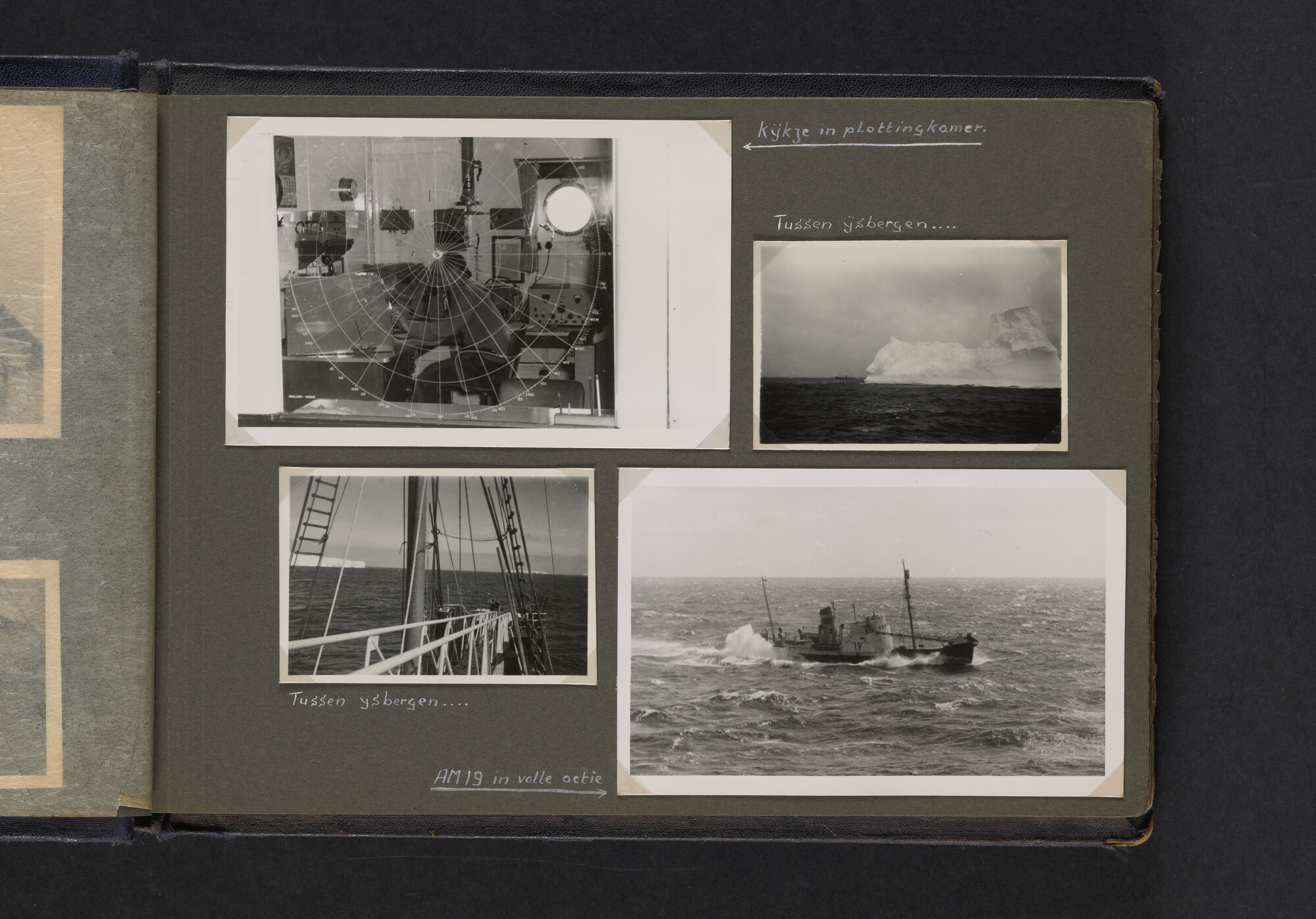 2021.0009; Fotoalbum van Joost Ossewaarde, 4e radiotelegrafist op walvismoederschip Willem Barendsz (II) en walvisjagers, met foto's van vangstseizoenen 1955-1956 en 1956-1957.; fotoalbum